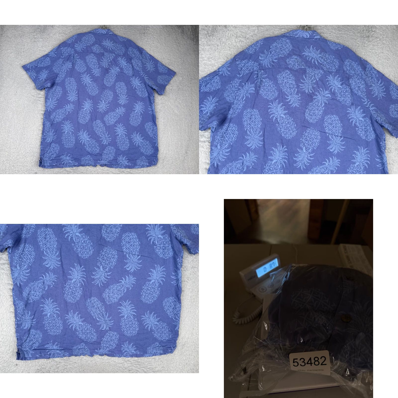 George George Shirt Adult XL Blue Pineapple Floral Button Hawaiian Rayon READ Size US XL / EU 56 / 4 - 9 Thumbnail