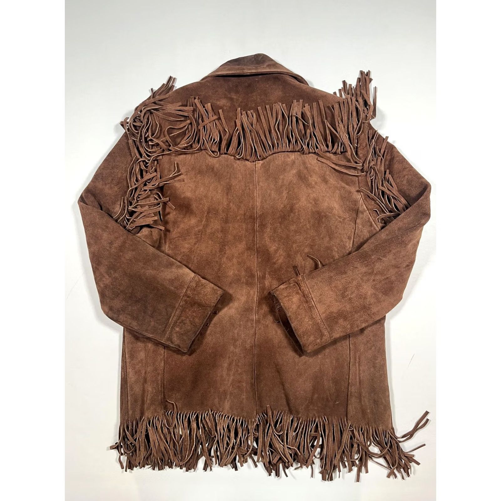 Sears Vintage The Leather Shop Jacket Womens 18 Brown Suede Fringe Western Sears Jacket Women 18 Brown Fringe Size XXL / US 16-18 / IT 52-54 - 2 Thumbnail