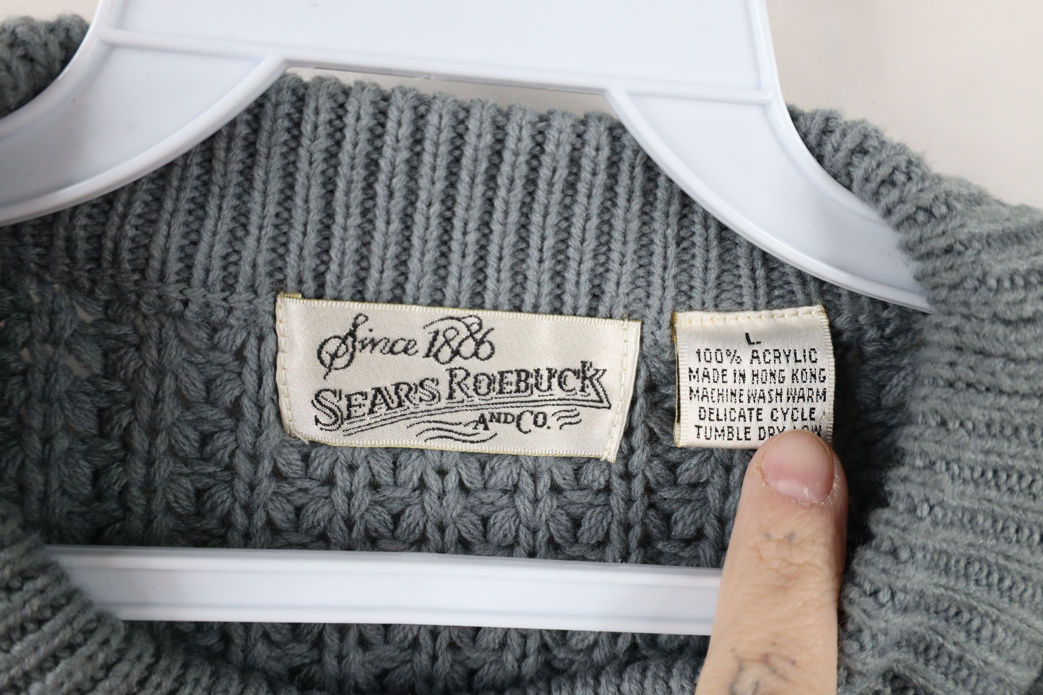 Vintage Vintage 90s Streetwear Thermal Waffle Knit Sweater Gray Size US L / EU 52-54 / 3 - 5 Thumbnail