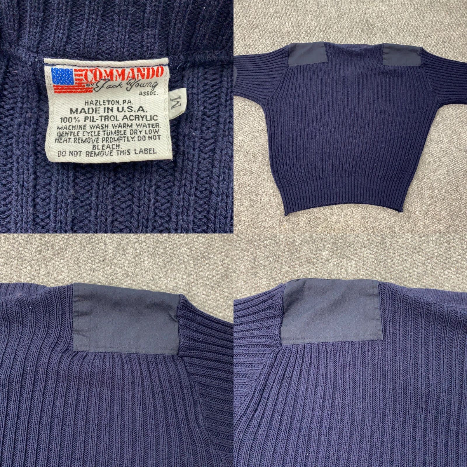 Commando Vintage Jack Young USA Sweater Mens Medium Pullover Military Blue Knit 90s Size US M / EU 48-50 / 2 - 8 Thumbnail