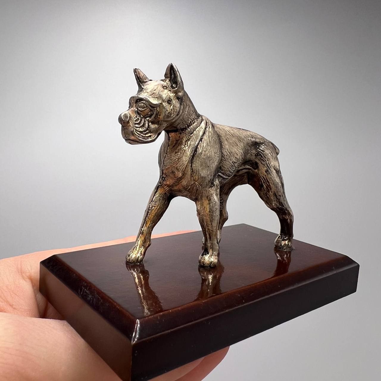 Vintage Vintage Collectible Figure Statue Silver Plated Boxer Dog Size ONE SIZE - 8 Thumbnail