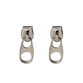 Jewelry × Sterling Silver Zipper New Trend Earrings One Pairs Chrome Jewelry Size ONE SIZE - 6 Thumbnail