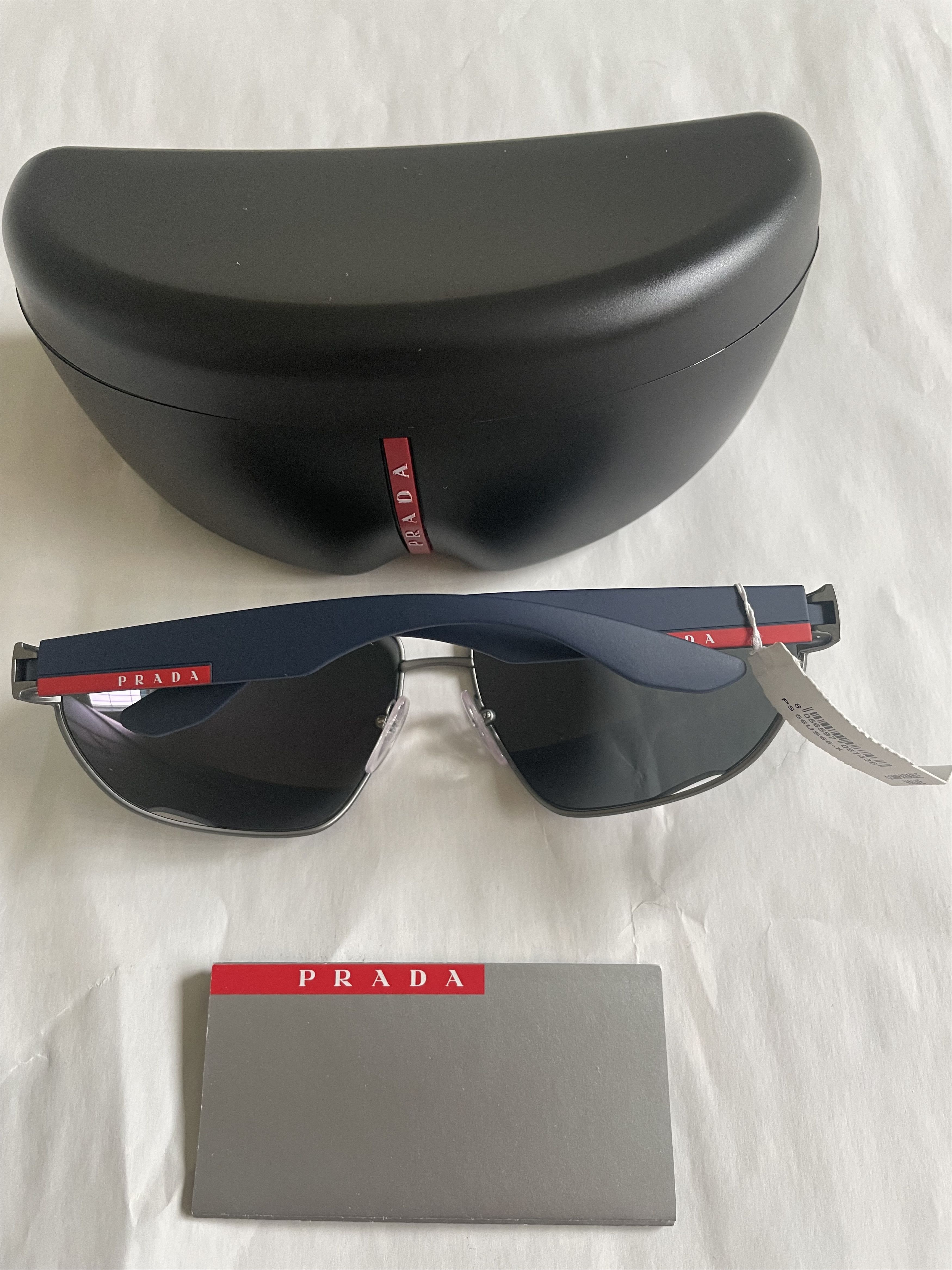 Prada Prada SPS 56U DG1-387 Gunmetal/Blue Lens Mirrored Sunglasses Size ONE SIZE - 8 Thumbnail