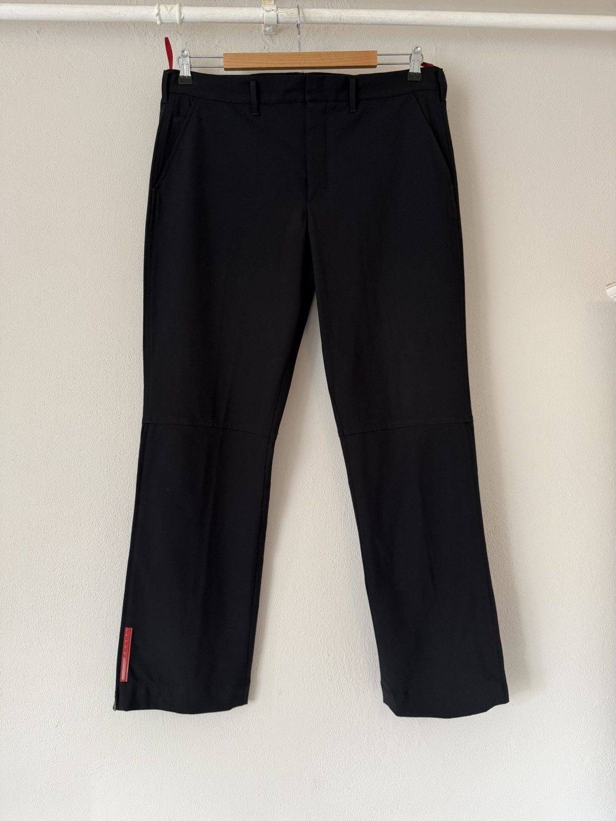 Prada Prada Sport Black Nylon Trousers with Red Tab Detail