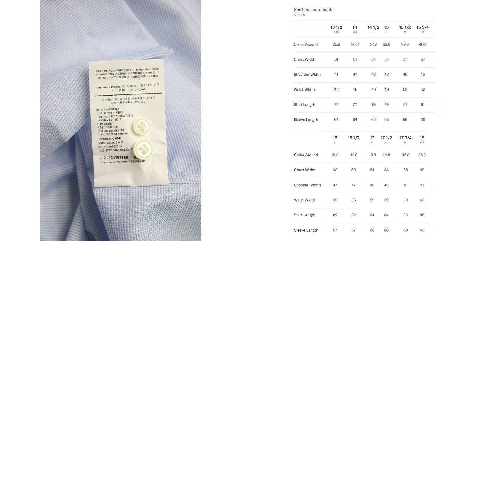 Suitsupply SUITSUPPLY Shirt LARGE Slim Fit Button Up Patterned Spread Neck Formal Men's Size 42R - 8 Thumbnail