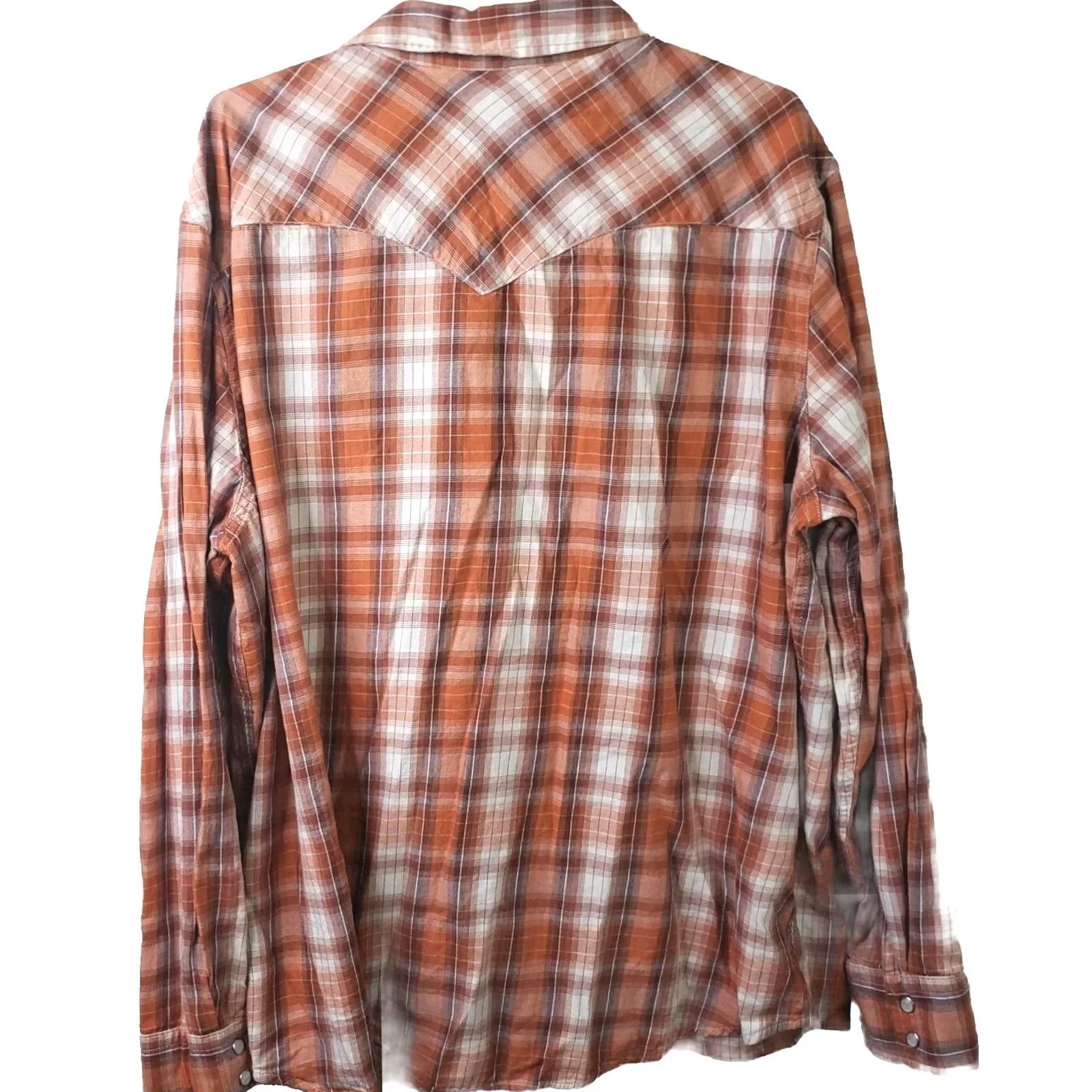 Levi's Levi's Orange Brown Plaid Pearl Snap Western Shirt Long Sleeve XXL Men Size US XXL / EU 58 / 5 - 7 Thumbnail