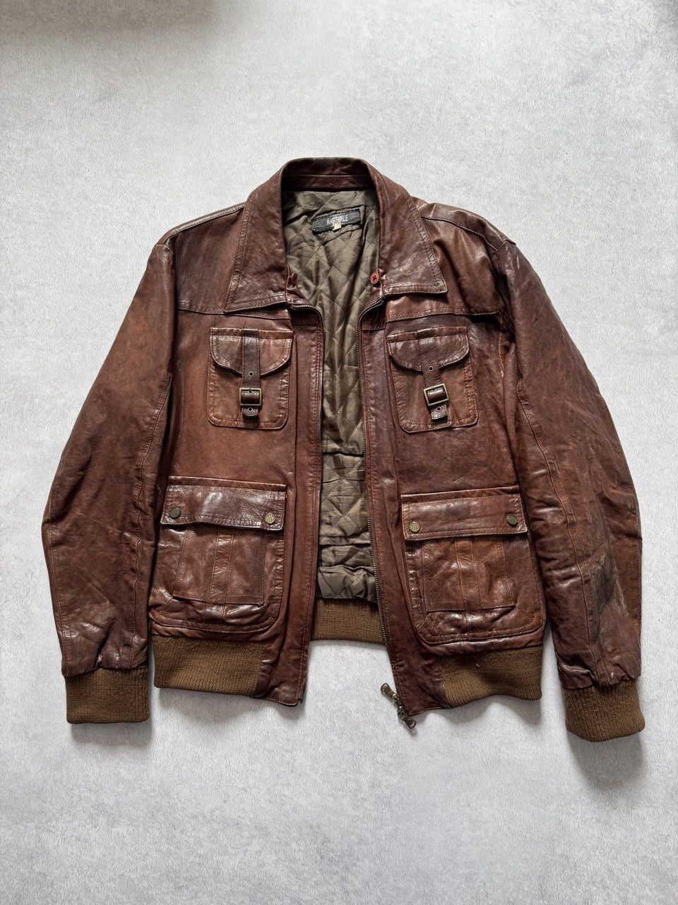 Leather Vintage Master Pelle Brown Leather Bomber Jacket Distressed Size US L / EU 52-54 / 3 - 8 Thumbnail