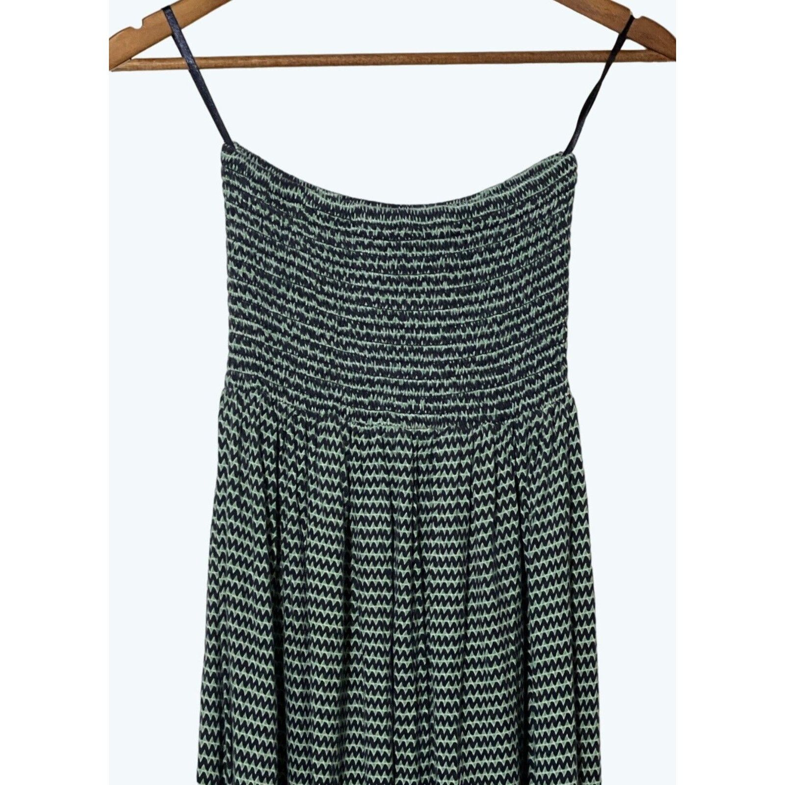 Banana Republic Banana Republic Dress XS Midi Strapless Navy Blue & Green Size XS / US 0-2 / IT 36-38 - 6 Thumbnail
