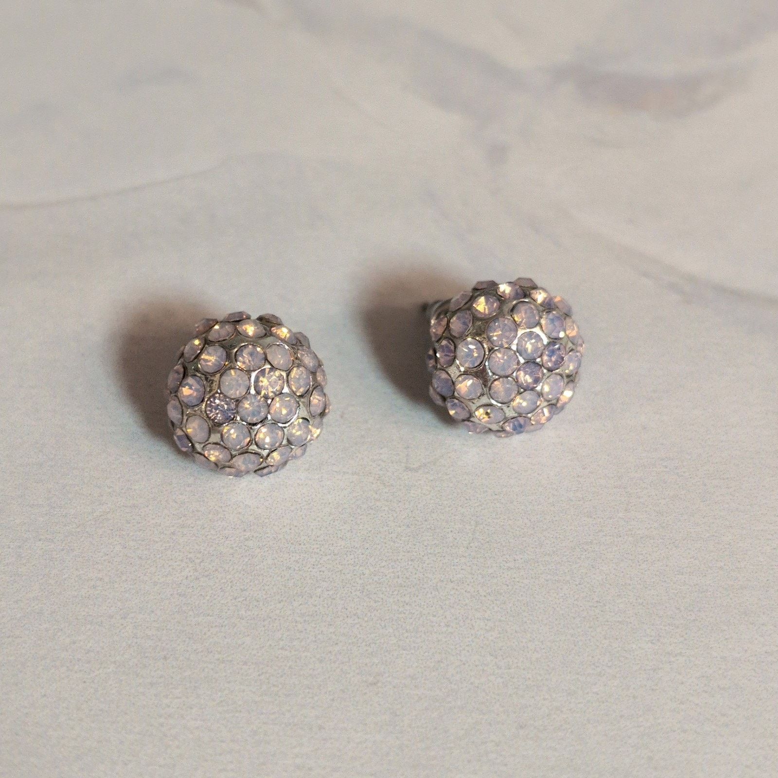Other VTG 1980s Silver-Tone Rhinestone Cabochon Button Earrings Size ONE SIZE - 4 Thumbnail