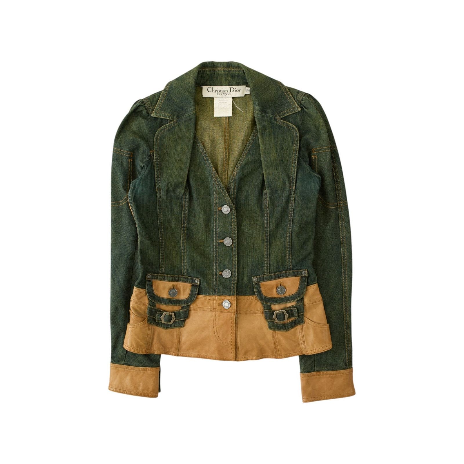 Dior by John Galliano F/W 2006 Leather Denim Bar Jacket