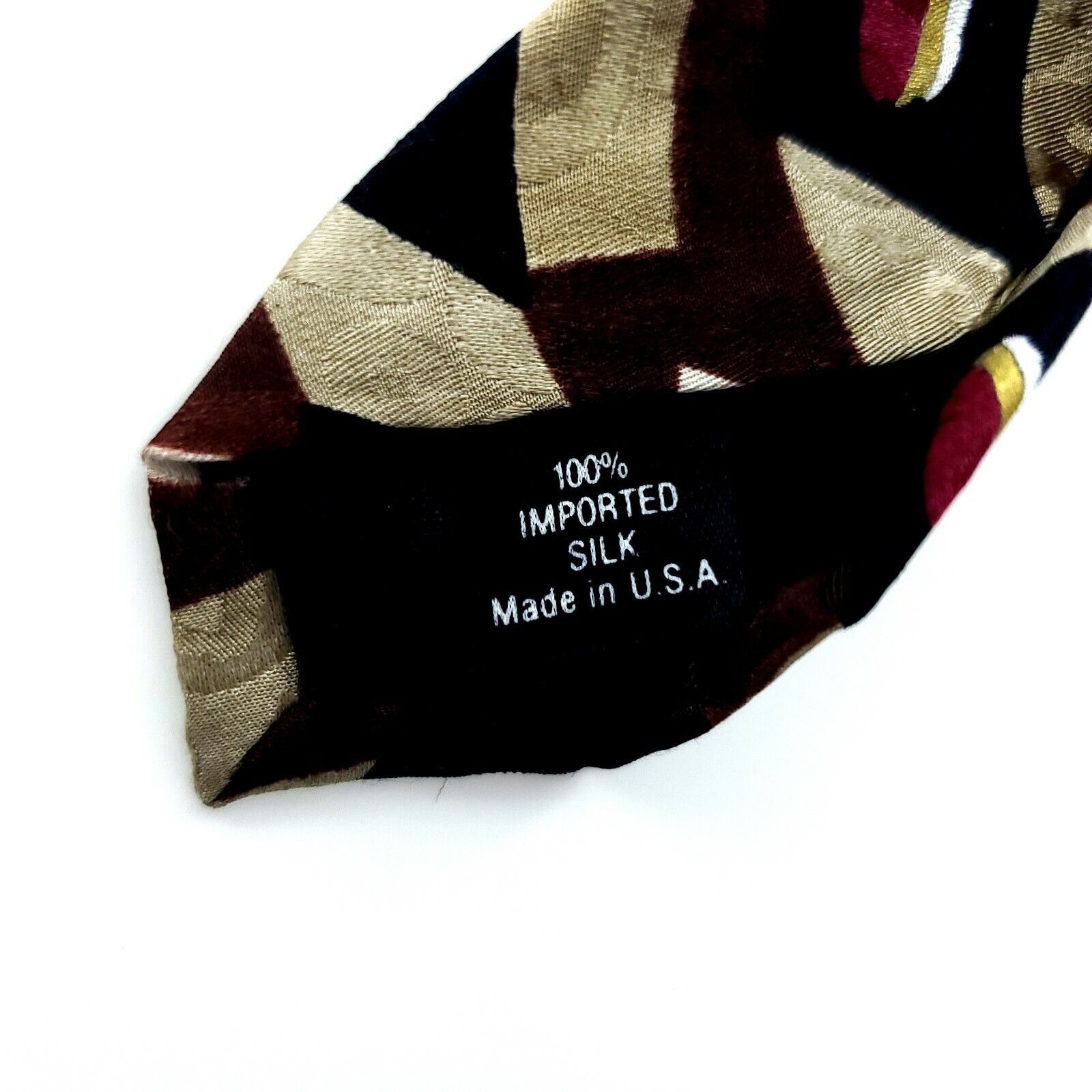 Vintage Ziggurat by Mulberry Abstract Brown Silk Tie Print Size ONE SIZE - 4 Thumbnail