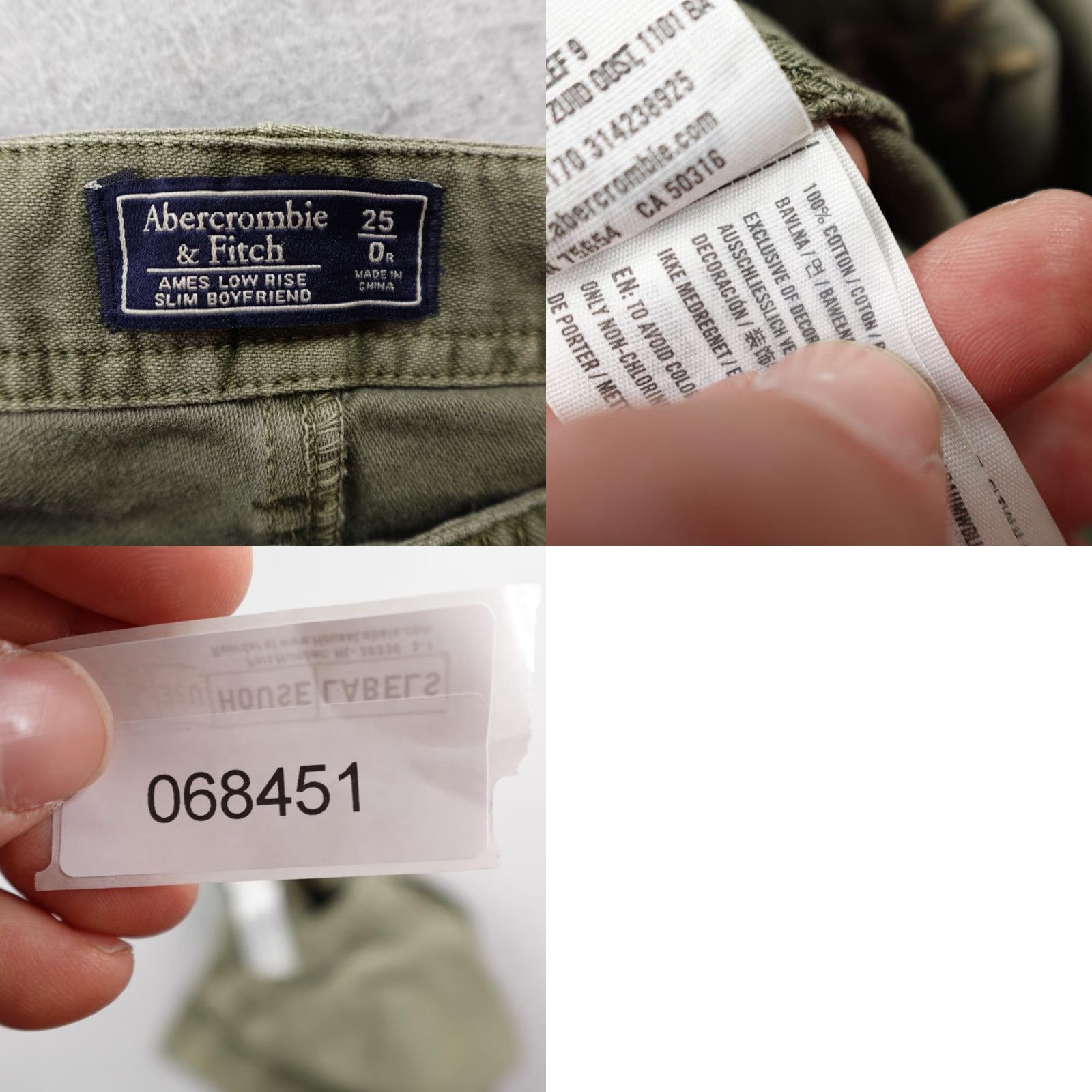Abercrombie & Fitch Abercrombie & Fitch Pants Womens 0 Green Floral Embroidered Ames Slim Boyfriend Cropped Twill Cotton Pockets Zip Logo Button Casual Size 25" / US 0 / IT 36 - 9 Thumbnail