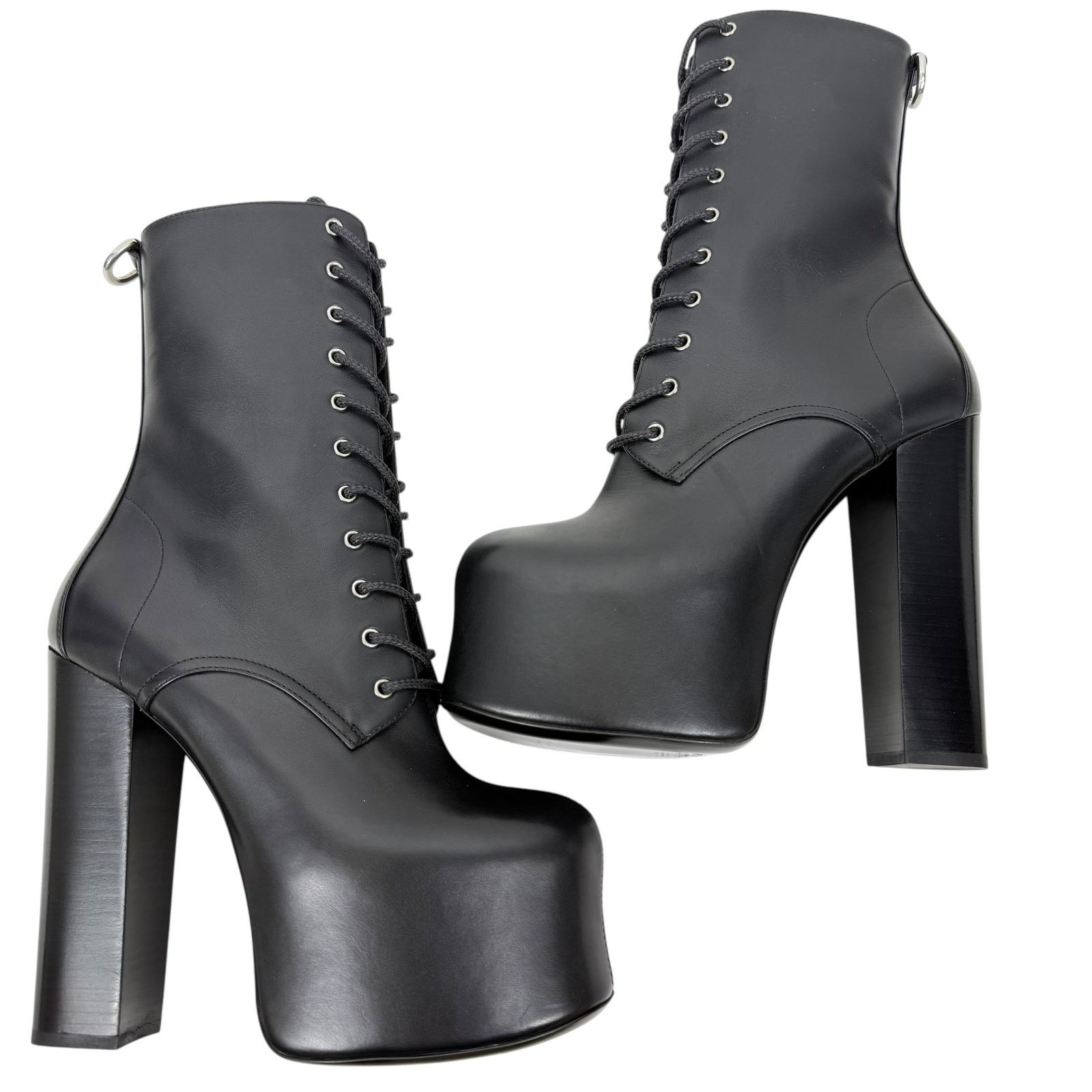 Saint Laurent Paris New Saint Laurent Cherry Lace Up Leather Platform Boots Size US 7.5 / IT 37.5 - 4 Thumbnail