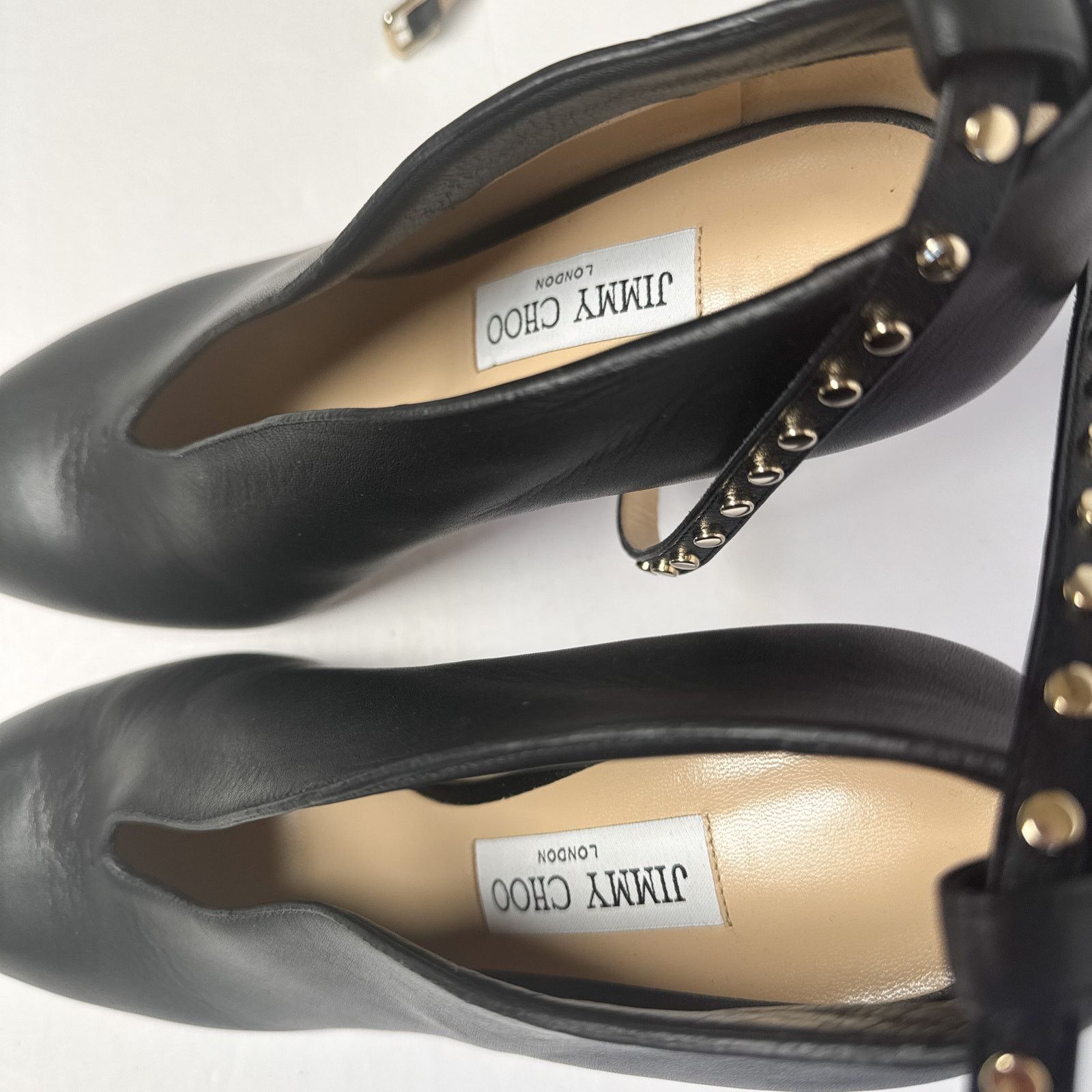 Jimmy Choo Jimmy Choo Lark 100 Studded Black Bootie Leather Heels 39.5 Size US 9.5 / IT 39.5 - 3 Thumbnail
