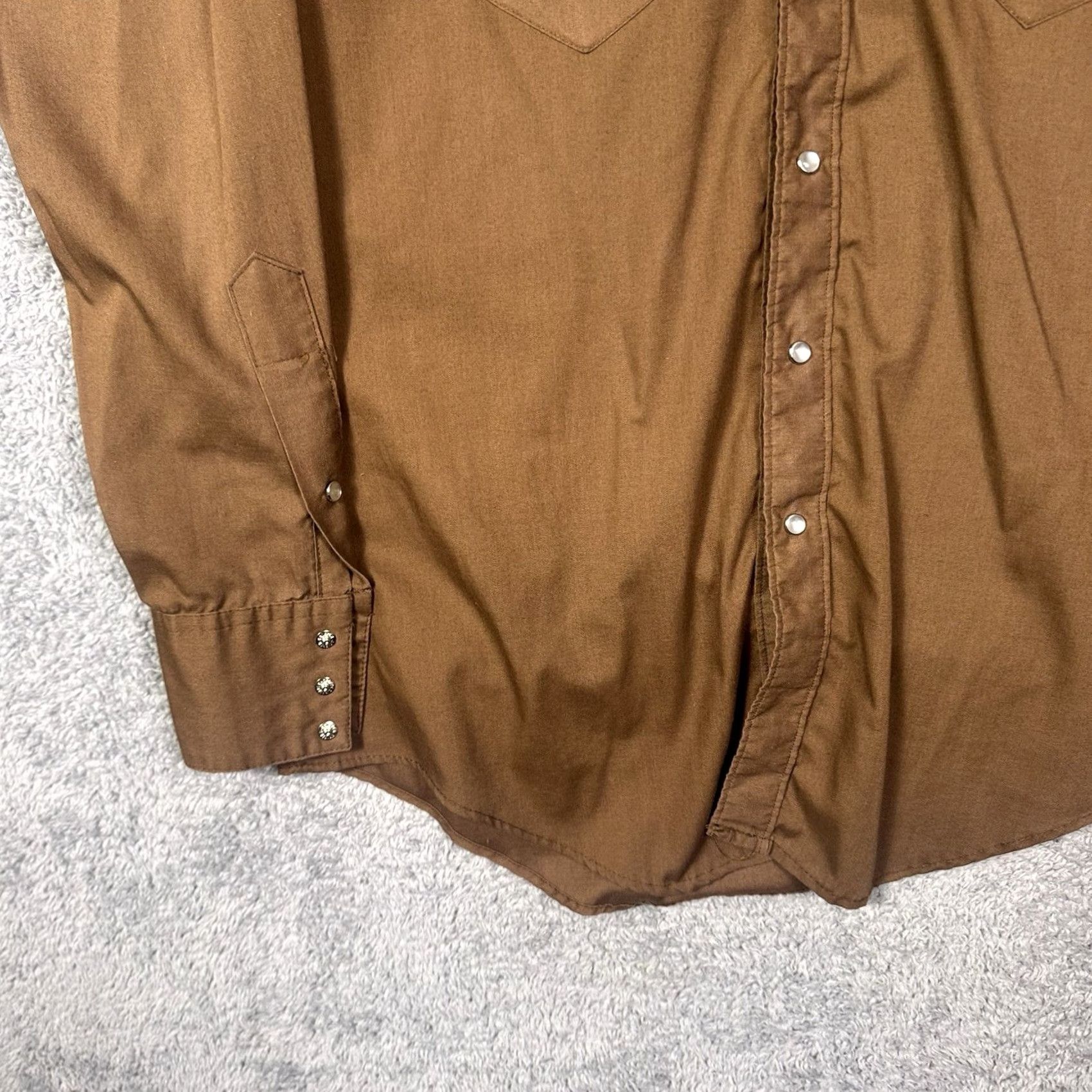 Rockmount Ranch Wear Rockmount Rach Wear Tru-West Shirt Mens M 16 Custom Fit USA Made Pearl Snap Brown Cotton Button-Up Western 80s 90s Casual Mens Size US M / EU 48-50 / 2 - 2 Thumbnail