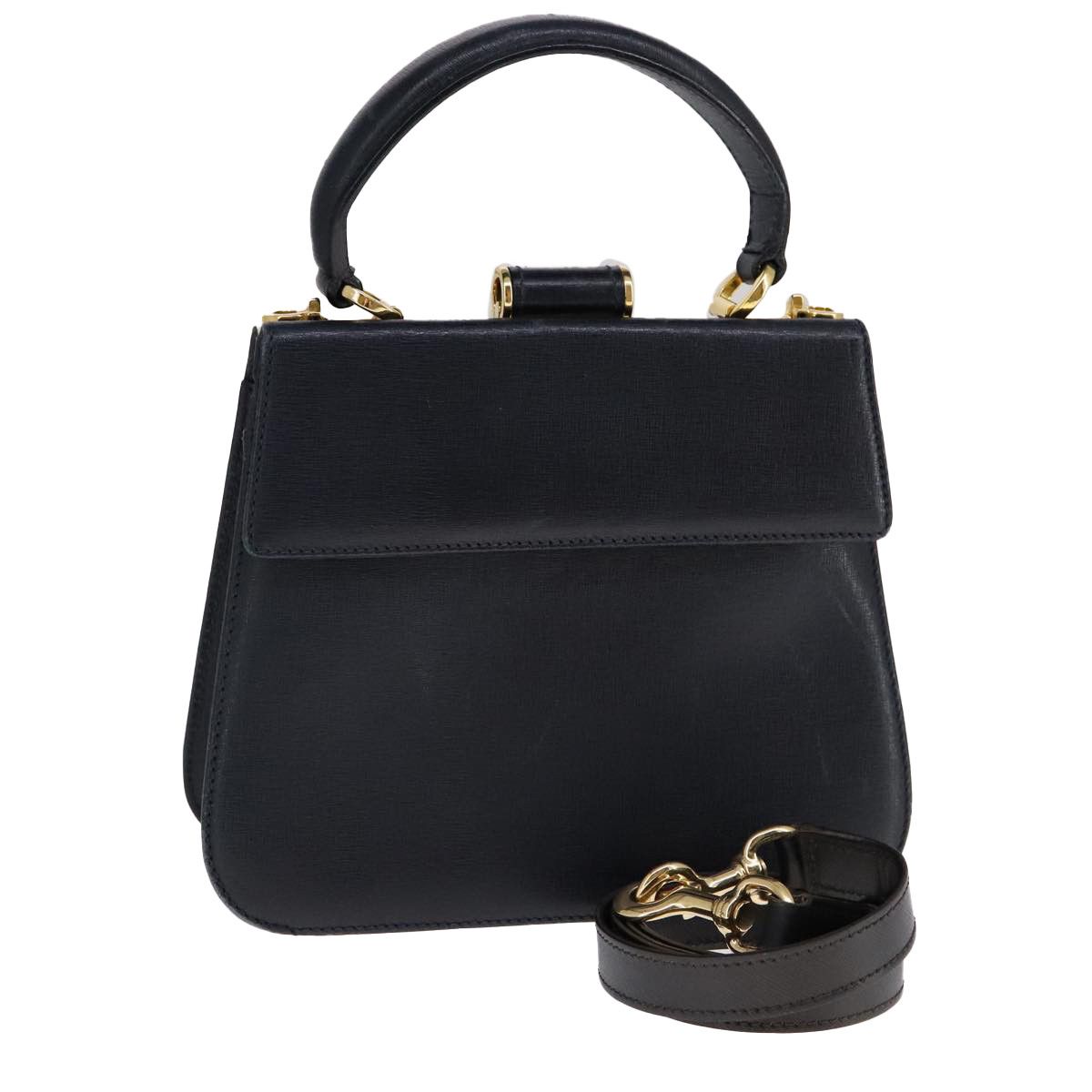 Salvatore Ferragamo Gancini Black Leather Handbag (Pre-Owned) Size ONE SIZE - 1 Thumbnail