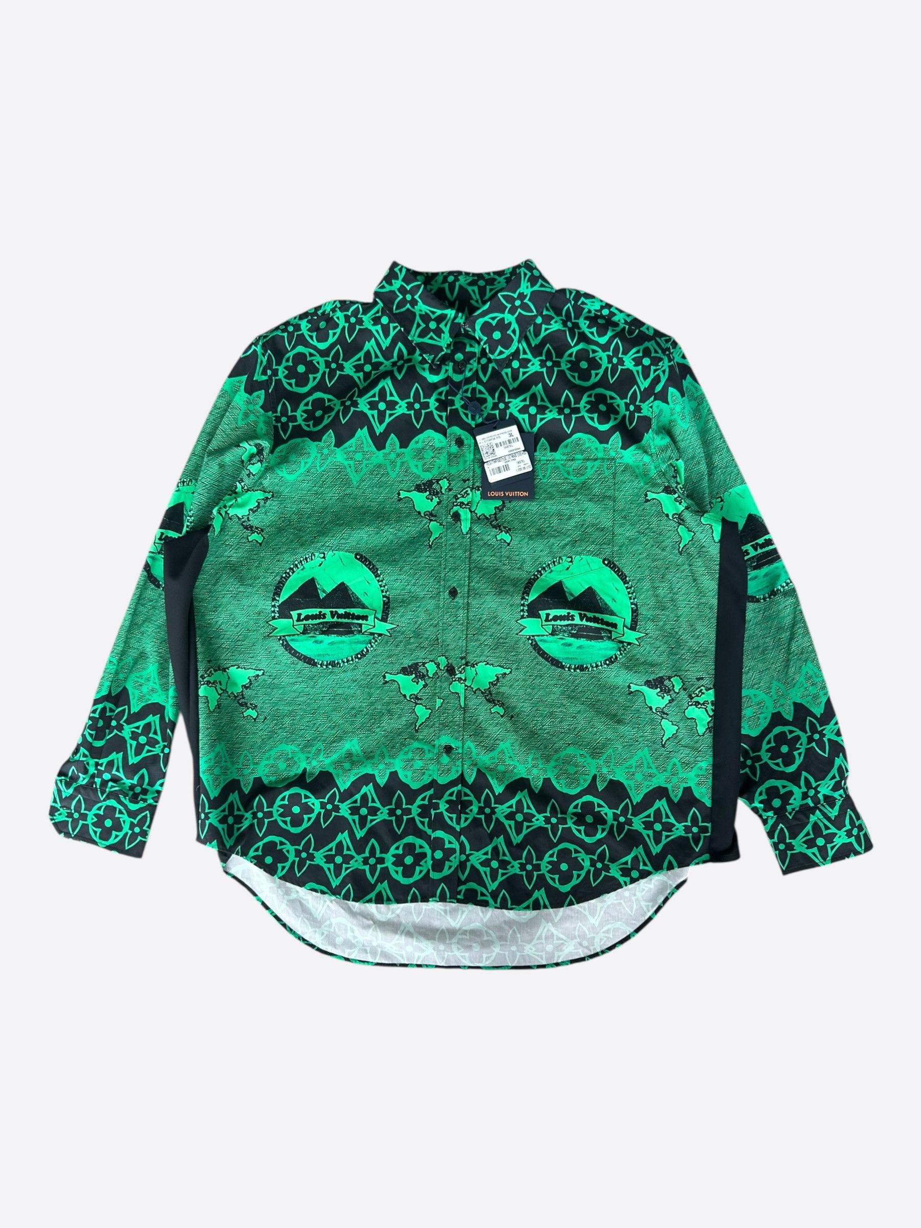 Louis Vuitton Louis Vuitton Green & Black Monogram Shirt Size US XXL / EU 58 / 5 - 1 Thumbnail