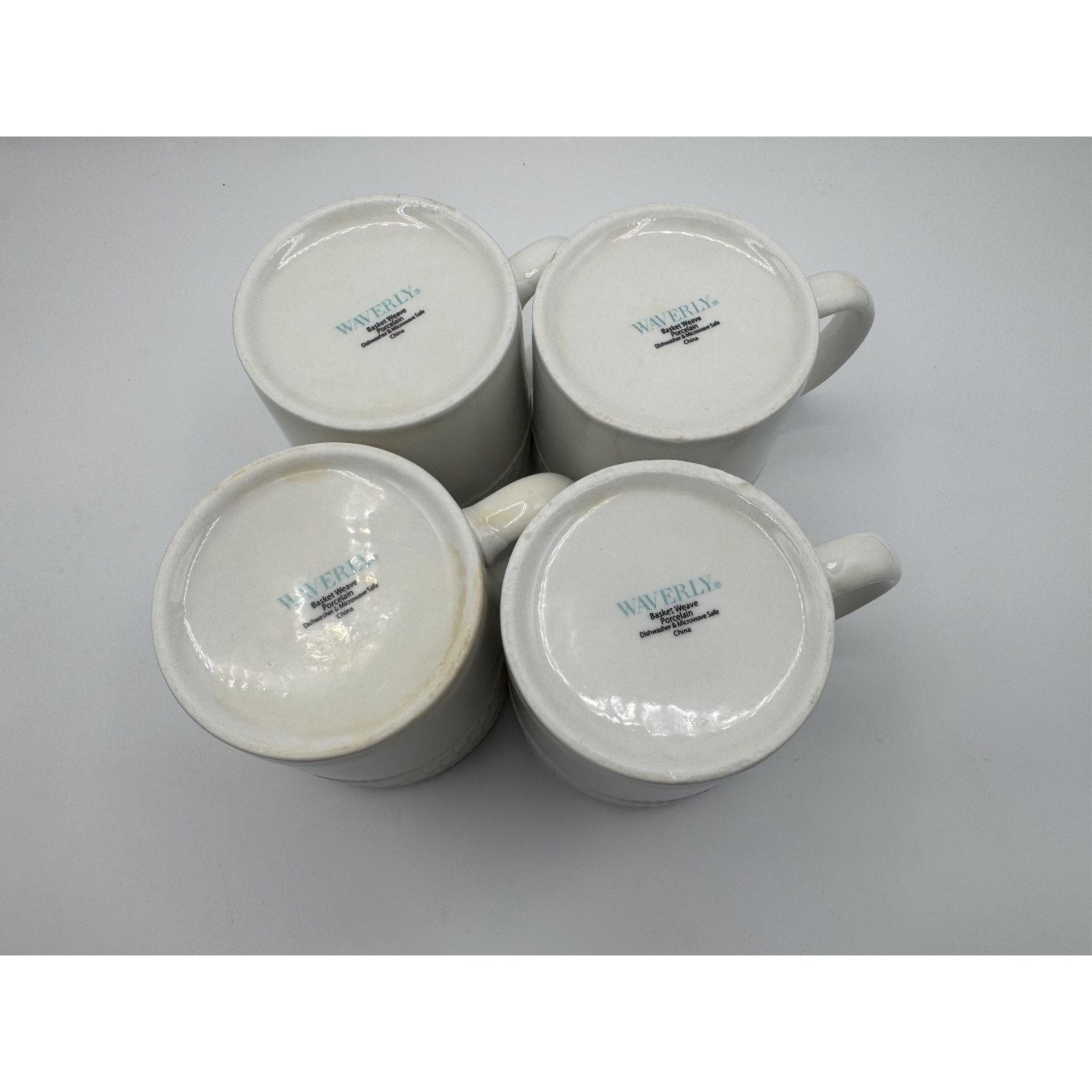 Other 4- Vintage Waverly Mugs Fine White Porcelain Basket Weave Size ONE SIZE - 6 Thumbnail