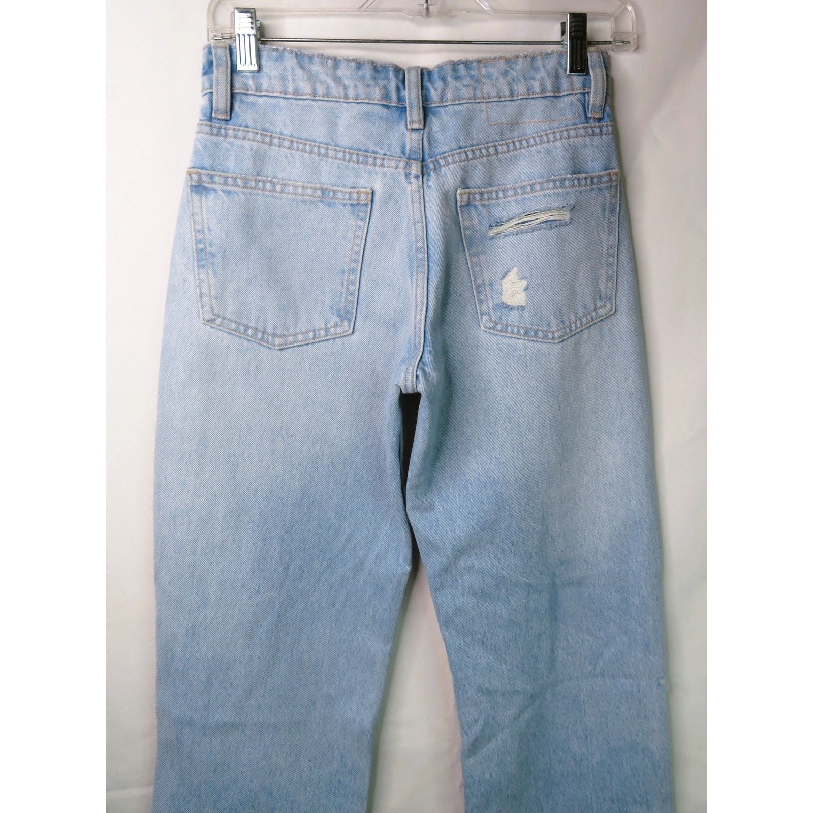 Zara New ZARA Blue Denim Mid-Rise Straight Leg Distressed Jeans Size 26" / US 2 / IT 38 - 6 Thumbnail