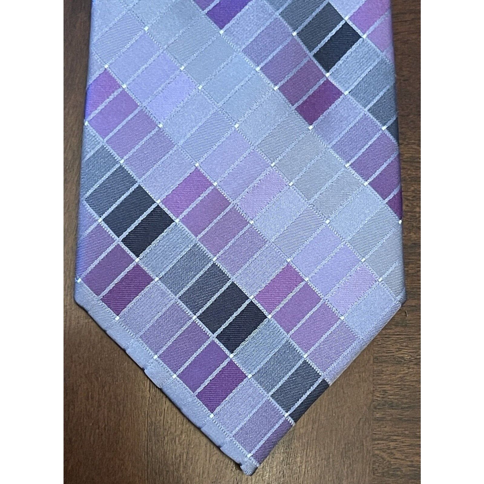 Calvin Klein Ck Calvin Klein Purple Gray 100% SilK Tie Made in China Size ONE SIZE - 1 Thumbnail