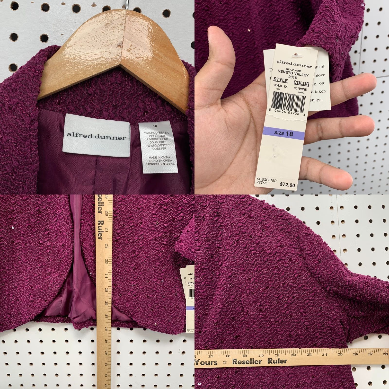 Vintage Alfred Dunner Sports Blazer Womens Size 18 Purple 25x28 NWT Power Blazer Shirt Outfit Mens Size XXL / US 16-18 / IT 52-54 - 8 Thumbnail
