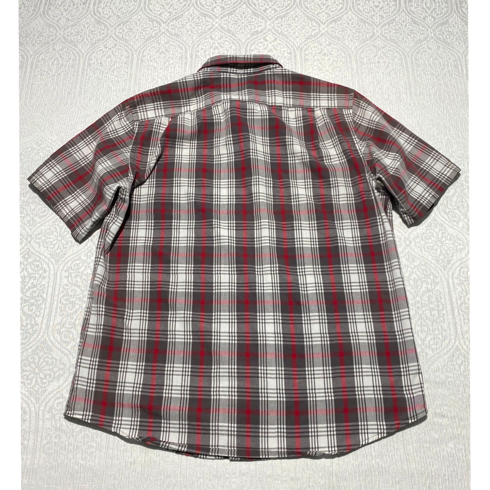Faded Glory Faded Glory Mens Plaid Short Sleeve Button-Down Shirt Gray Granite Red Large L Size US L / EU 52-54 / 3 - 2 Thumbnail
