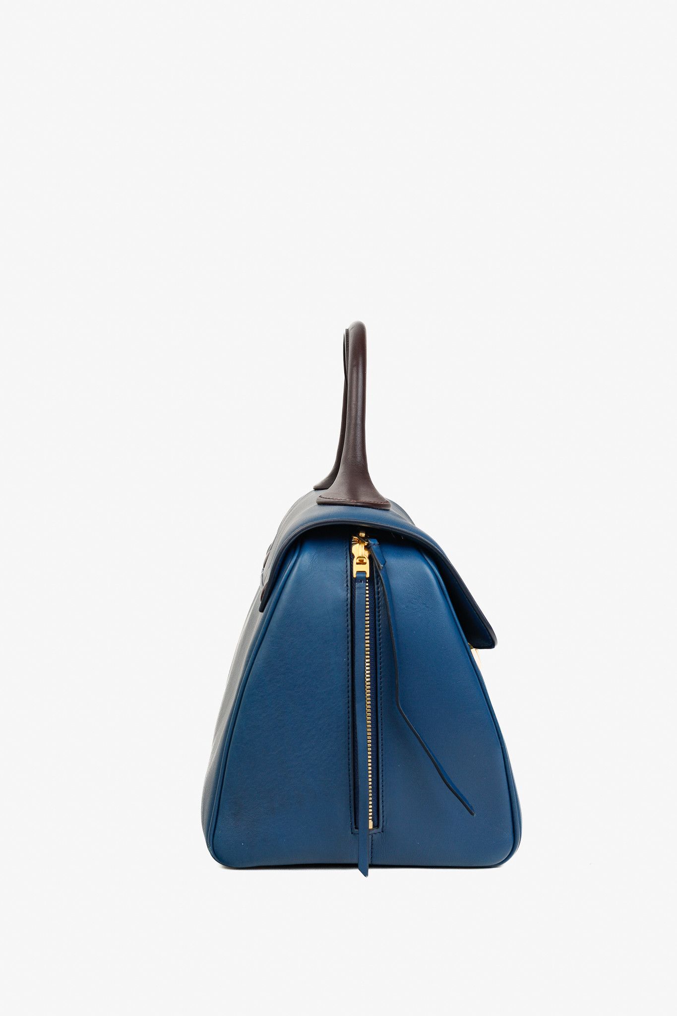 Celine Celine AW/14 Top Handle Blue Leather Brown-Trim Bag Size ONE SIZE - 3 Thumbnail