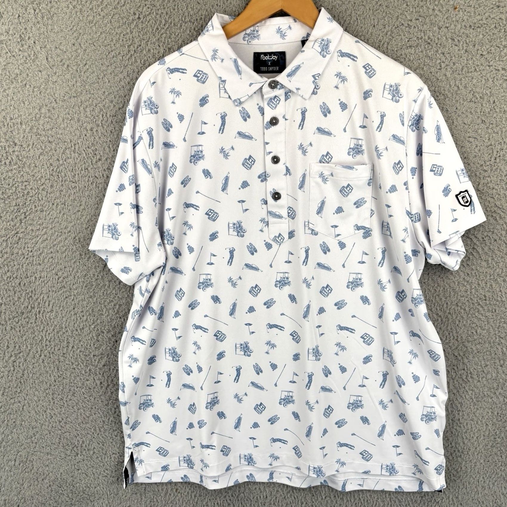 Footjoy FootJoy Polo Shirt Mens XL White All Over Print Golf Casual Shirt Size US XL / EU 56 / 4 - 4 Thumbnail