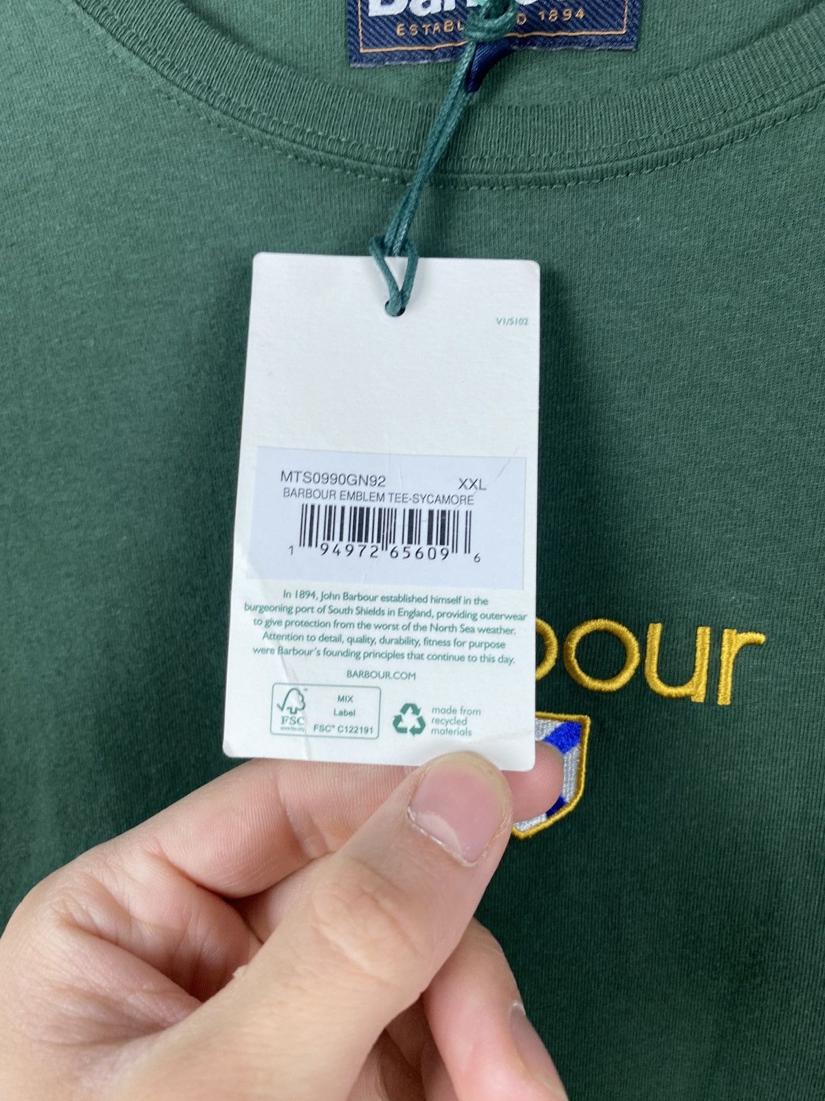 Barbour × Vintage Men’s Barbour Emblem Tee-Sycamore Luxury Size XXL Size US XXL / EU 58 / 5 - 6 Thumbnail