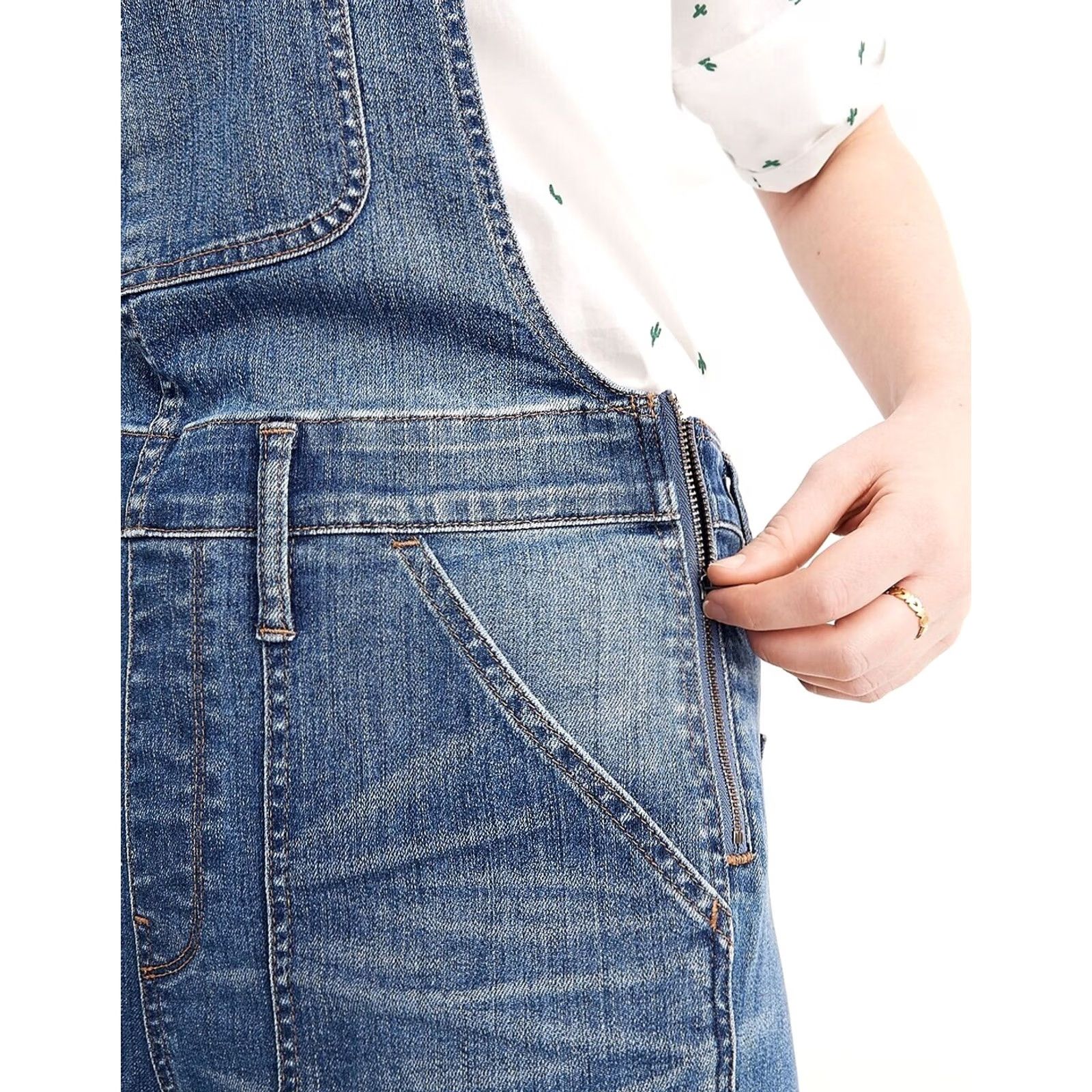 Madewell Madewell Skinny Womens L Blue Denim Bib Overalls Kemp Wash Raw Hem Women Size Size 36" / US 14 / IT 50 - 3 Thumbnail