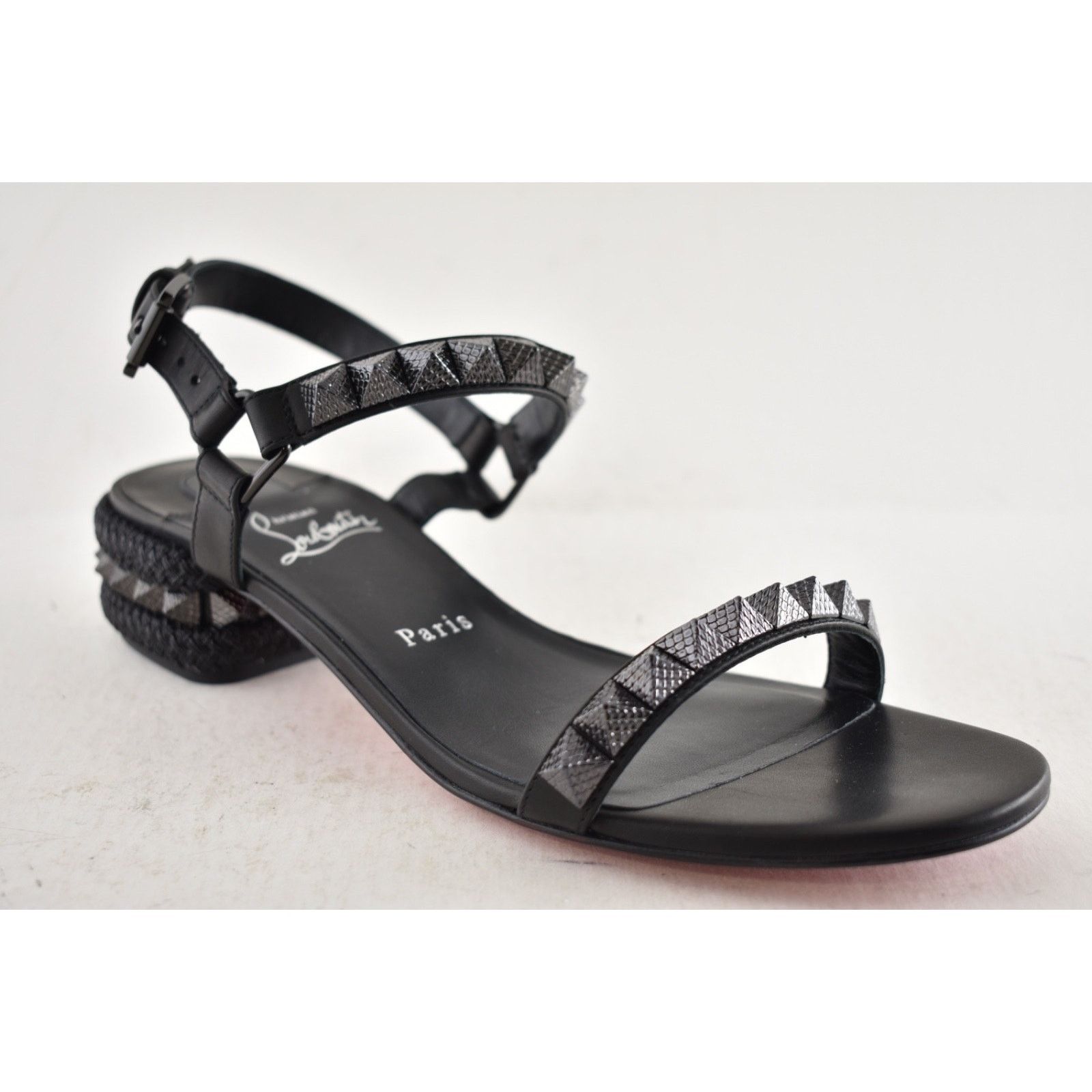 Christian Louboutin Christian Louboutin Pyrasand 30 Black Leather Sandal 39 Size US 9 / IT 39 - 6 Thumbnail