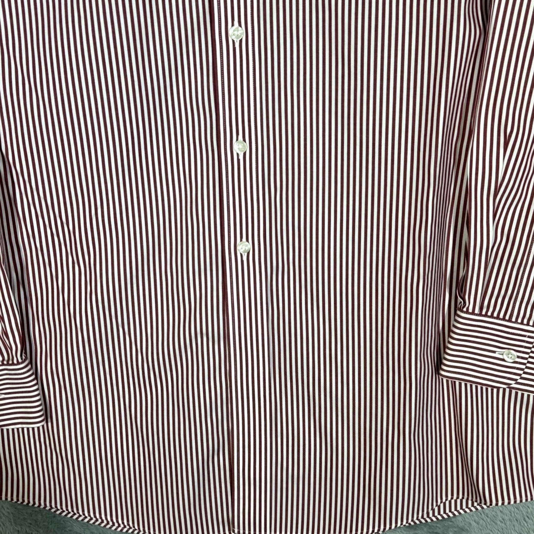 Vintage Gold Label Dress Shirt 15.5/35 Red Striped 100% Cotton Long Sleeve Men’s Shirt Casual Formal Mens Size 42R - 6 Thumbnail