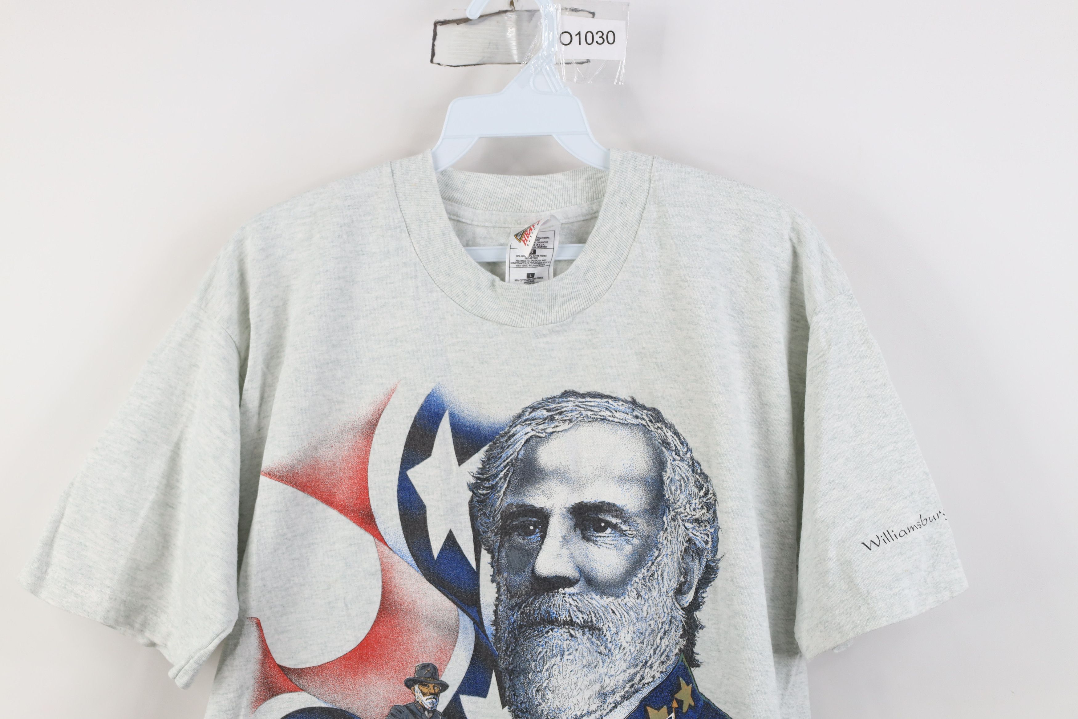 Vintage Vintage 90s Civil War General Robert E Lee T-Shirt Gray Size US L / EU 52-54 / 3 - 2 Thumbnail