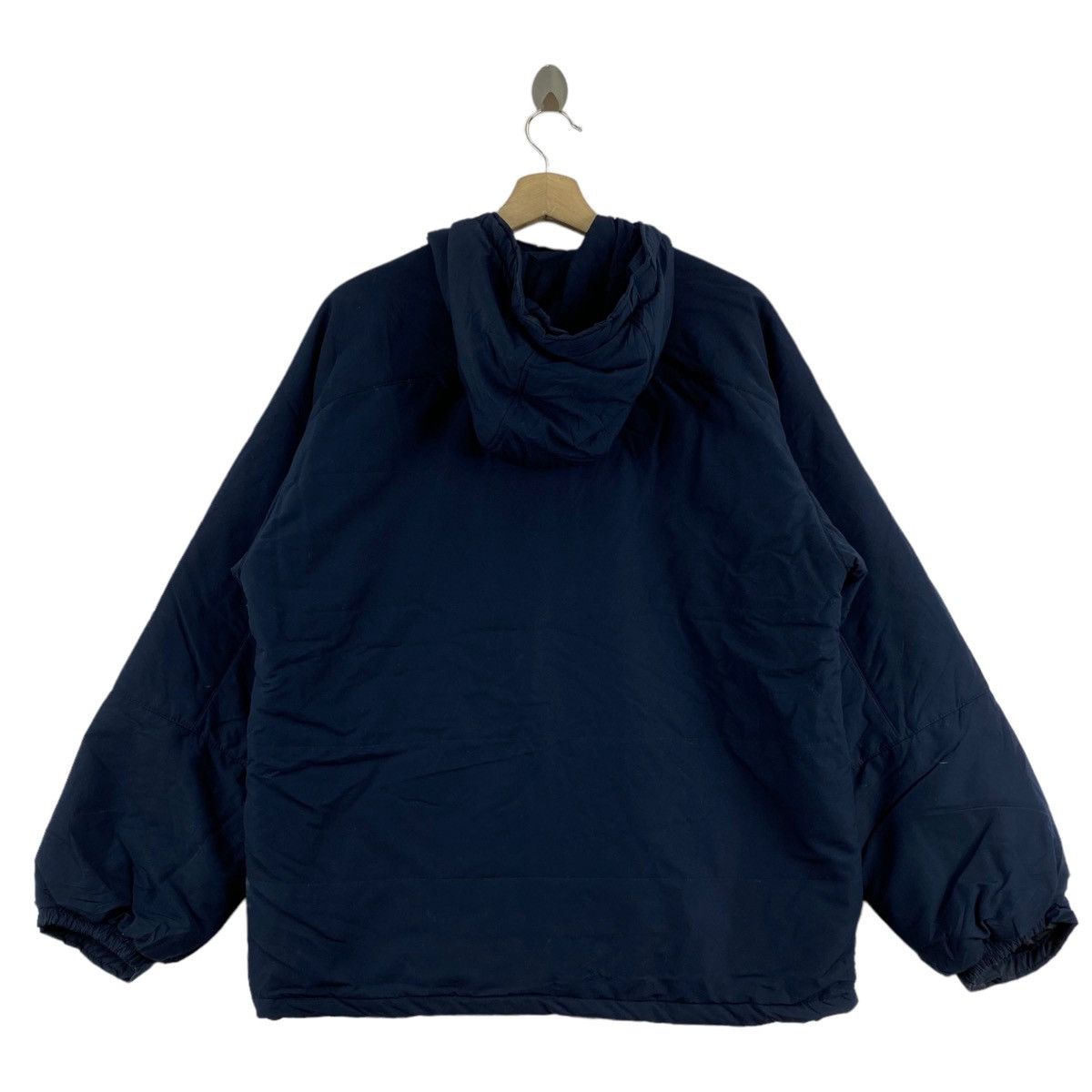Japanese Brand Vintage PBI Japanese Brand Plain Navy Hooded Bomber Jacket Size US L / EU 52-54 / 3 - 3 Thumbnail