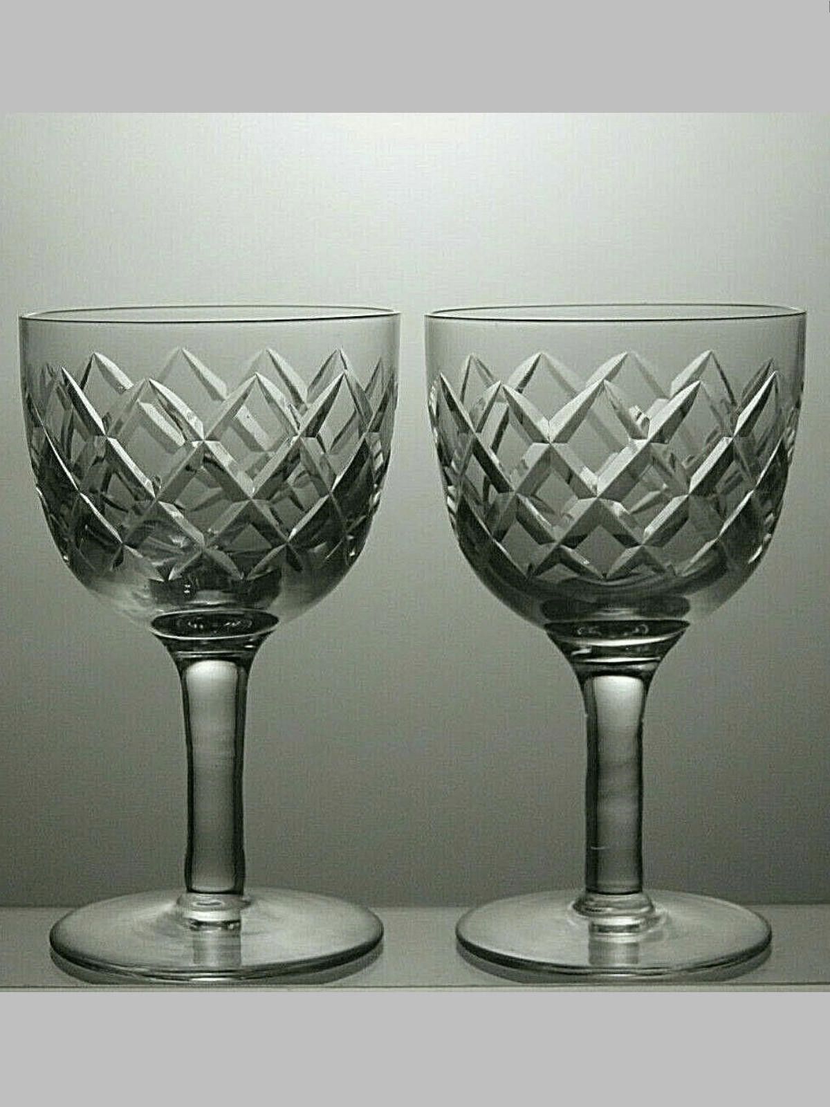The Unbranded Brand Lead Crystal Cut Glass Clear Set Of 2 Wine Glasses 4 7/8" Size ONE SIZE - 1 Thumbnail