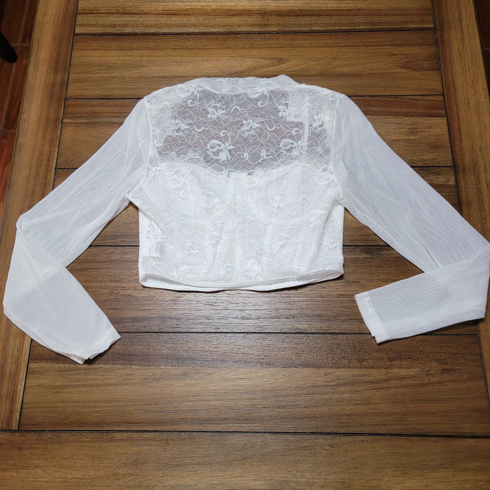 Shein Shein LS White Lace Bustier Top - Size Large Size ONE SIZE - 3 Thumbnail