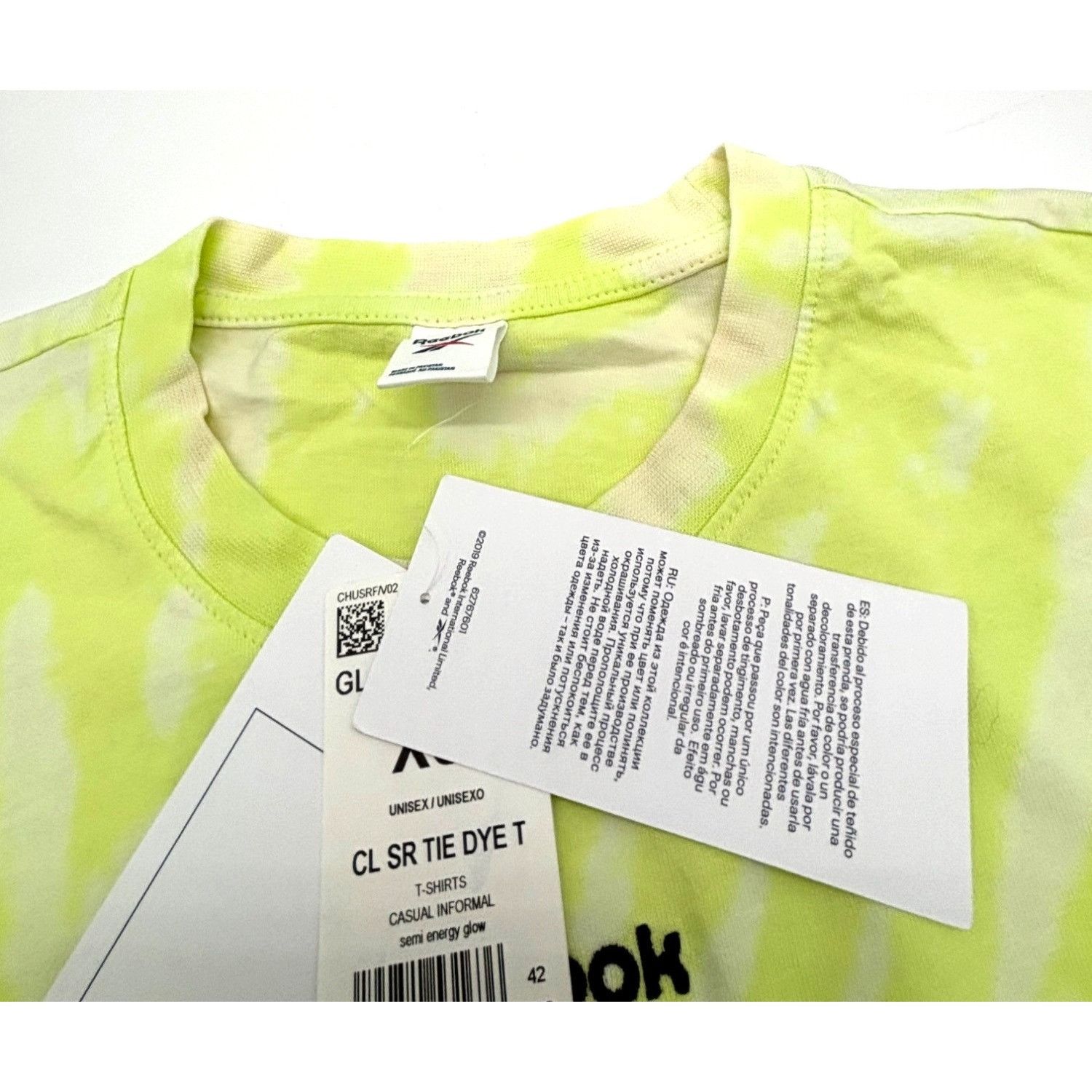 Reebok Reebok Unisex Classics Tie-Dye T-Shirt in Semi Energy Glow S Size XS / US 0-2 / IT 36-38 - 6 Thumbnail