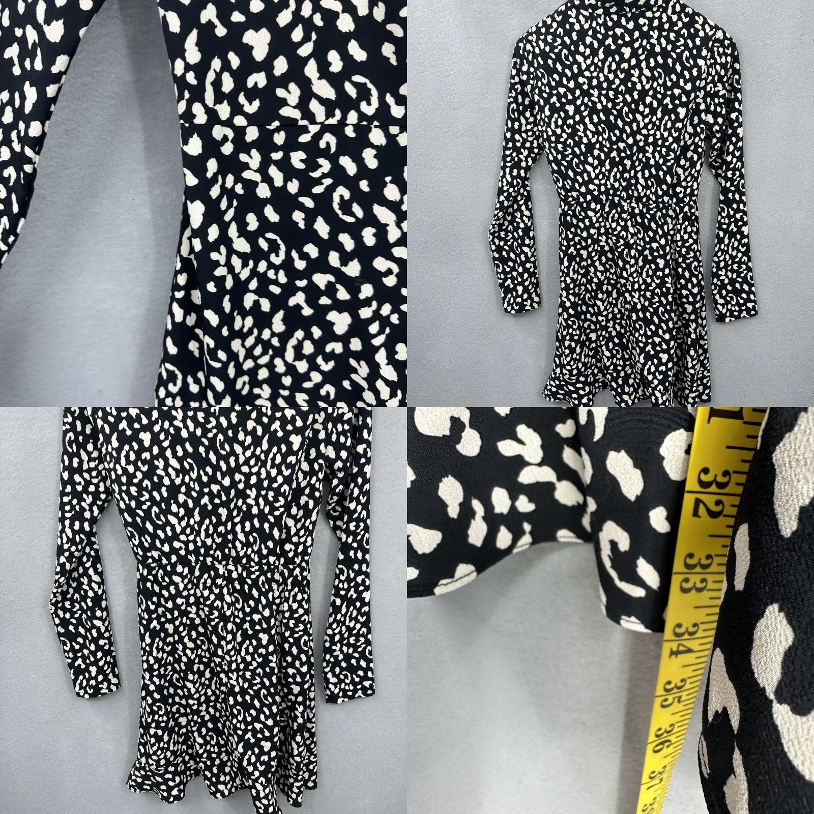 Vintage Bardot Womens XS Black Mini Dress Wrap Animal Print Ruffle V-Neck Casual Sleeve Short Dress Preppy Modern Capsule Vintage: No (remove? vintage No) Size XS / US 0-2 / IT 36-38 - 8 Thumbnail