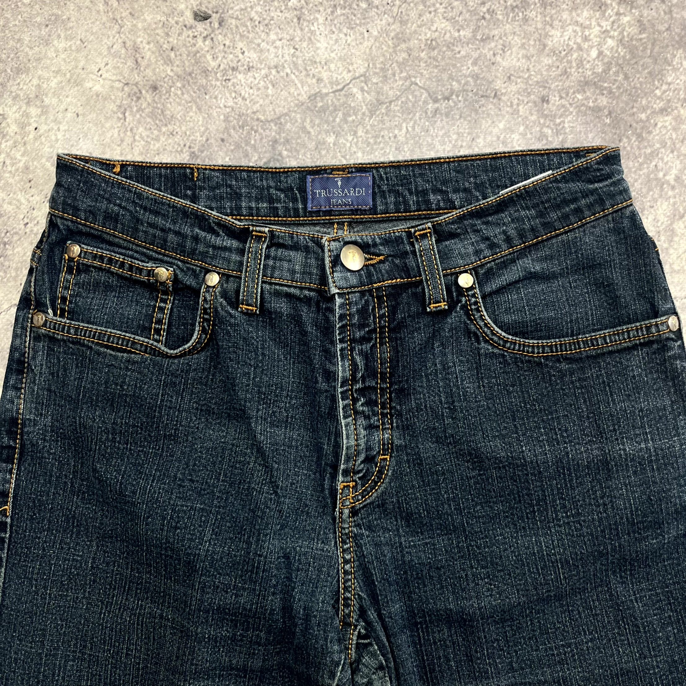 Trussardi Y2K Trussardi Navy Blue Straight Denim Jeans Size 29 UK 27 Size 29" - 5 Thumbnail