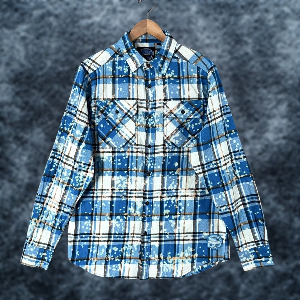 Vintage Angry Minnow Shirt Mens M Blue Plaid Long Sleeve Button Up Flannel Pocket Size US M / EU 48-50 / 2 - 1 Thumbnail
