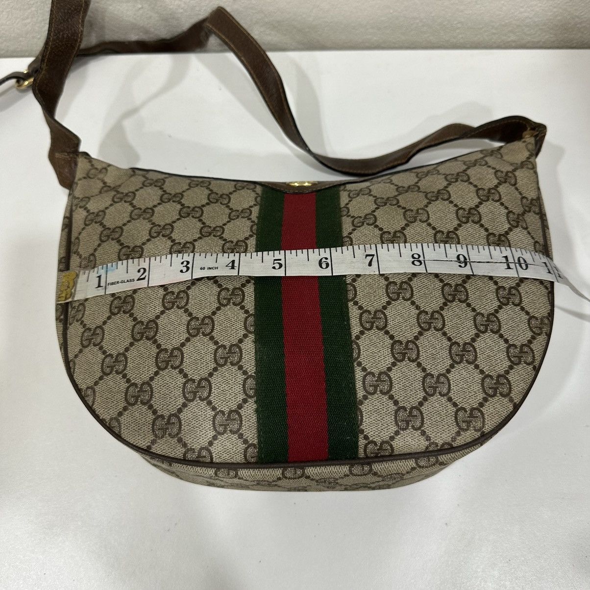 Gucci ‼️YES‼️ VINTAGE GUCCI WEB GG SUPREME SHERRY LINE SHOULDER BAG Size ONE SIZE - 7 Thumbnail