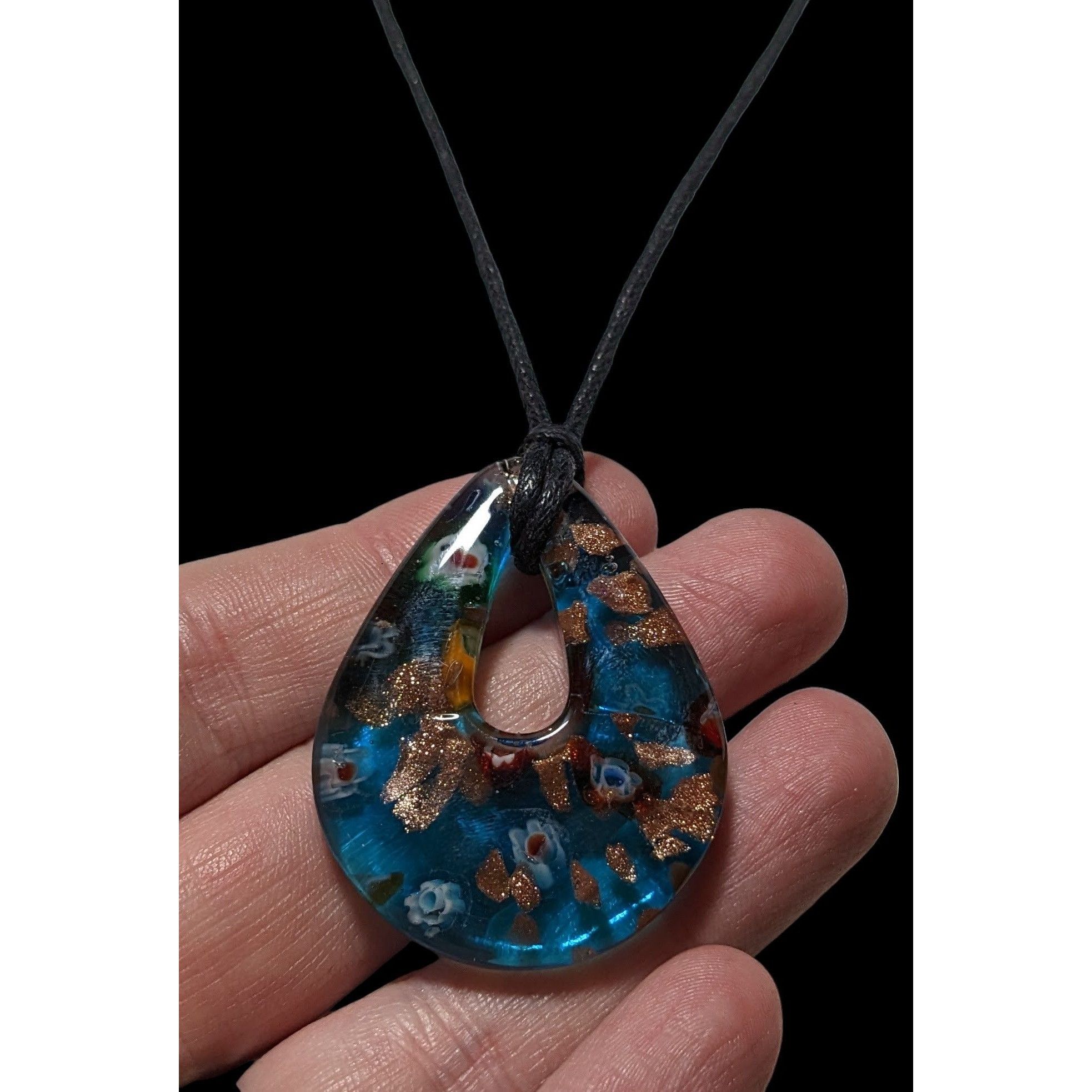 Other Blue Millefiori Glass Blue Teardrop Necklace Size ONE SIZE - 5 Thumbnail
