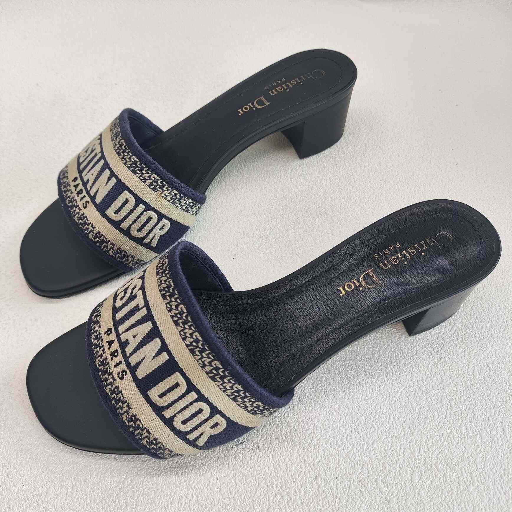 Dior Dior Retro Embroidered Blue Sandals us_6-5 Women Size US 6.5 / IT 36.5 - 1 Thumbnail