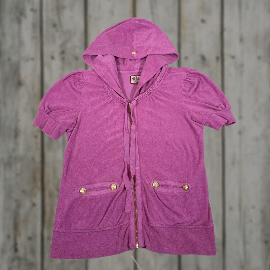 Juicy Couture Juicy Couture Hoodie Womens XL Purple Velour Full Zip Hooded Pocket 90s Shirt (Casual, Activewear) Size XL / US 12-14 / IT 48-50 - 1 Thumbnail