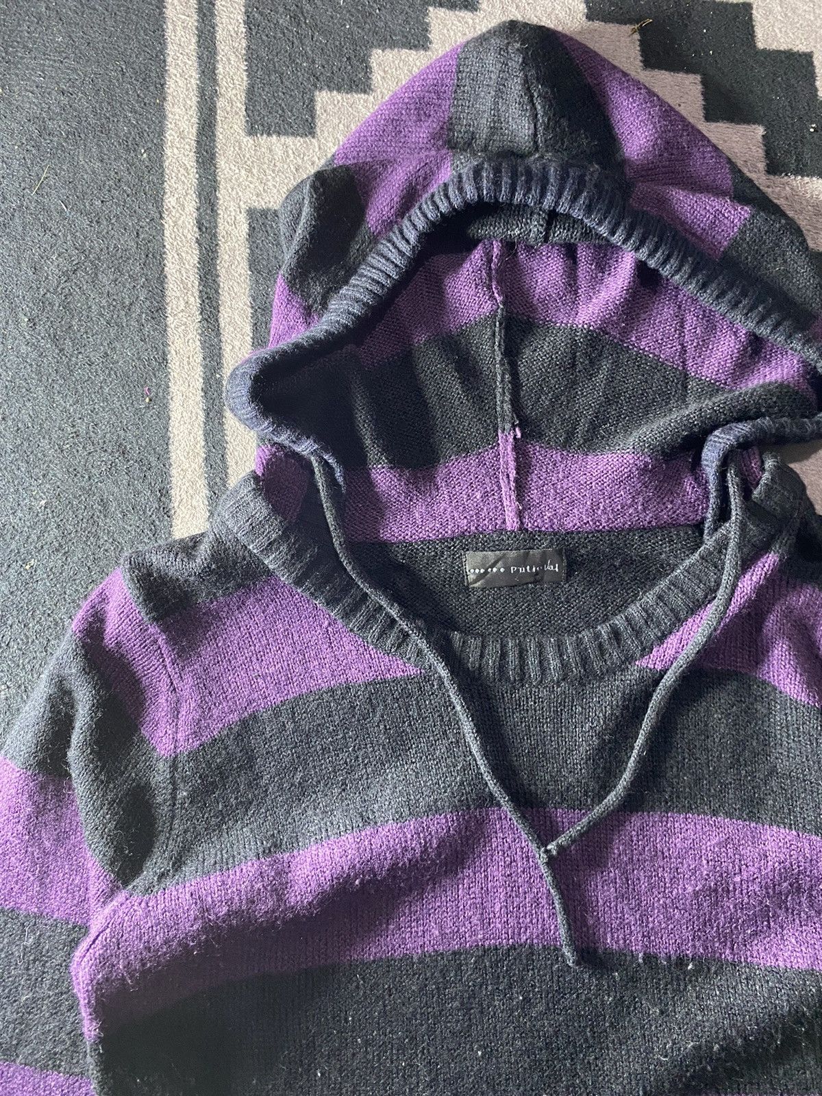 If Six Was Nine × Japanese Brand × Le Grande Bleu (L.G.B.) Japanese putielal striped knit hoodie Size US L / EU 52-54 / 3 - 3 Thumbnail