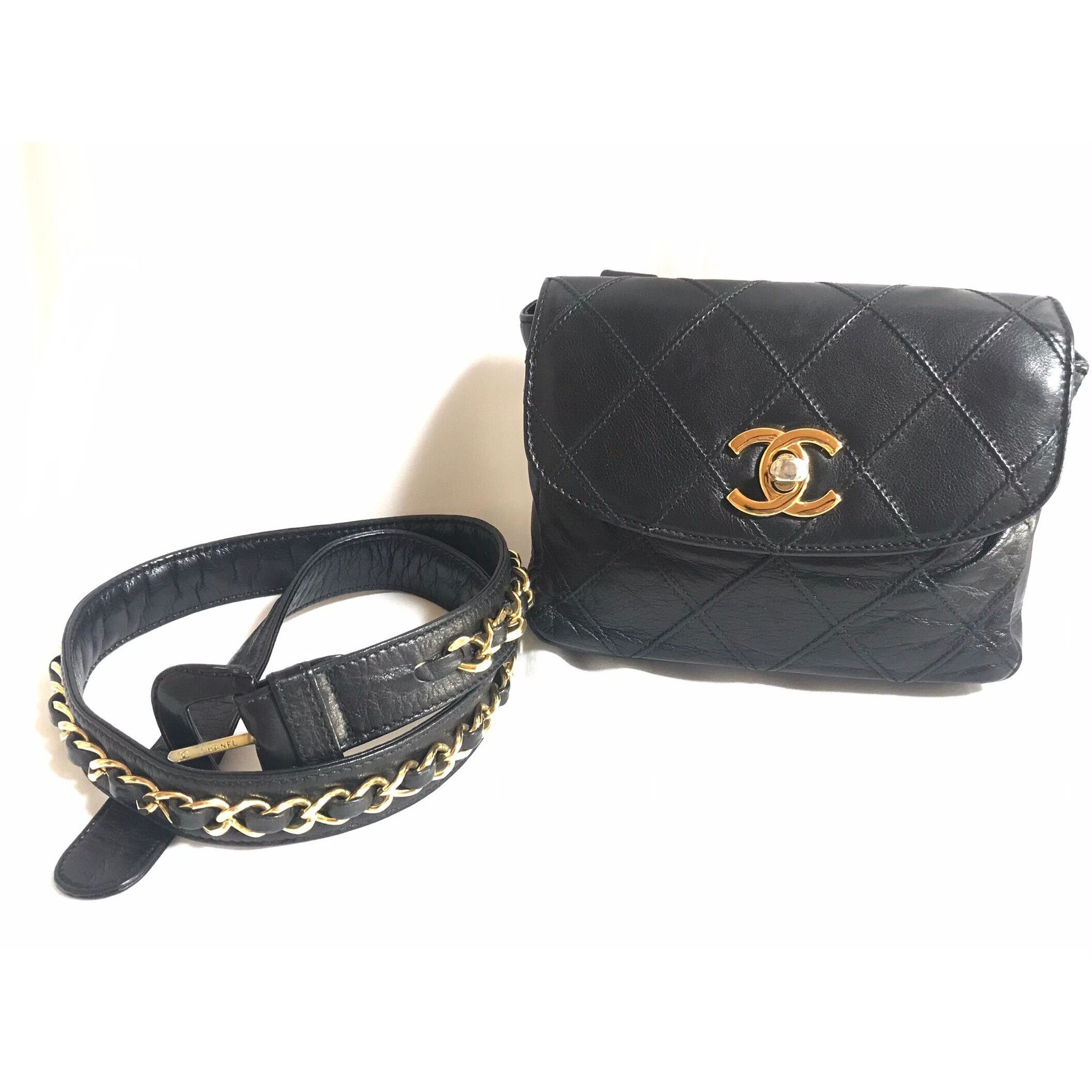 Chanel Vintage CHANEL black leather waist purse, fanny pack Size ONE SIZE - 1 Thumbnail