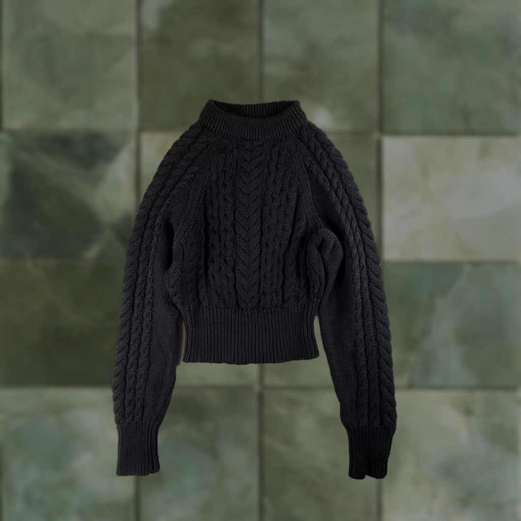 Anthropologie VINTAGE Anthropologie Sweater XS Black Cable-Knit Mock Neck Women Pullover XS Black Mock Neck Cable-Knit Sweater Anthropologie Women Pullover Size XS / US 0-2 / IT 36-38 - 1 Thumbnail