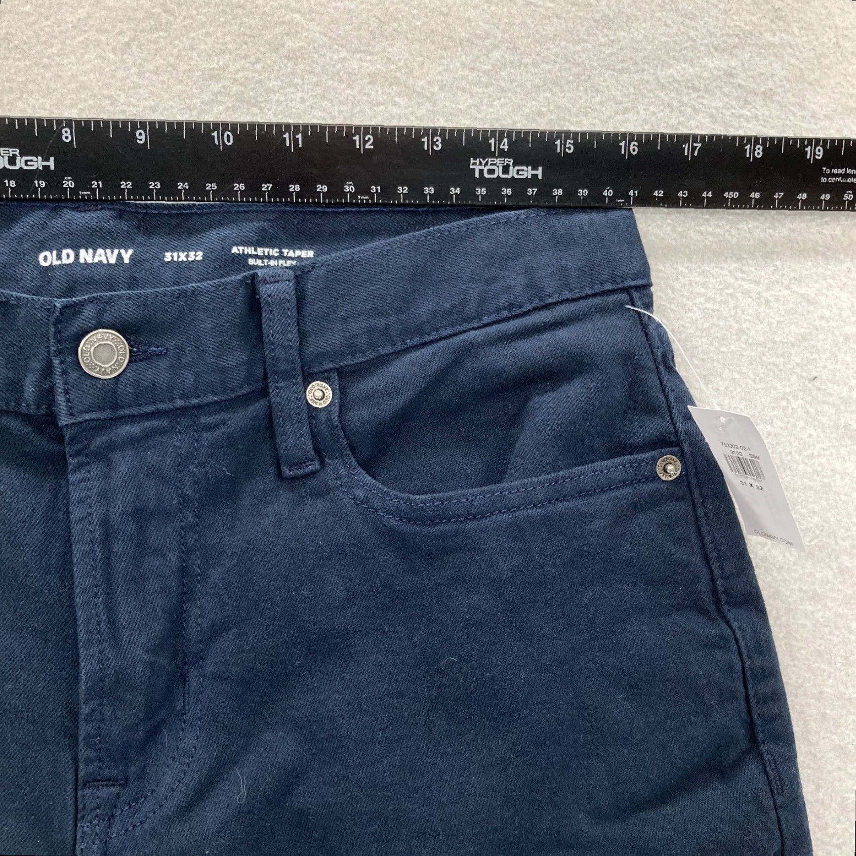 Old Navy Old Navy Athletic Taper 5-Pocket Twill Pants Mens 31x32 Dark Blue Stretch Casual Size US 31 - 7 Thumbnail