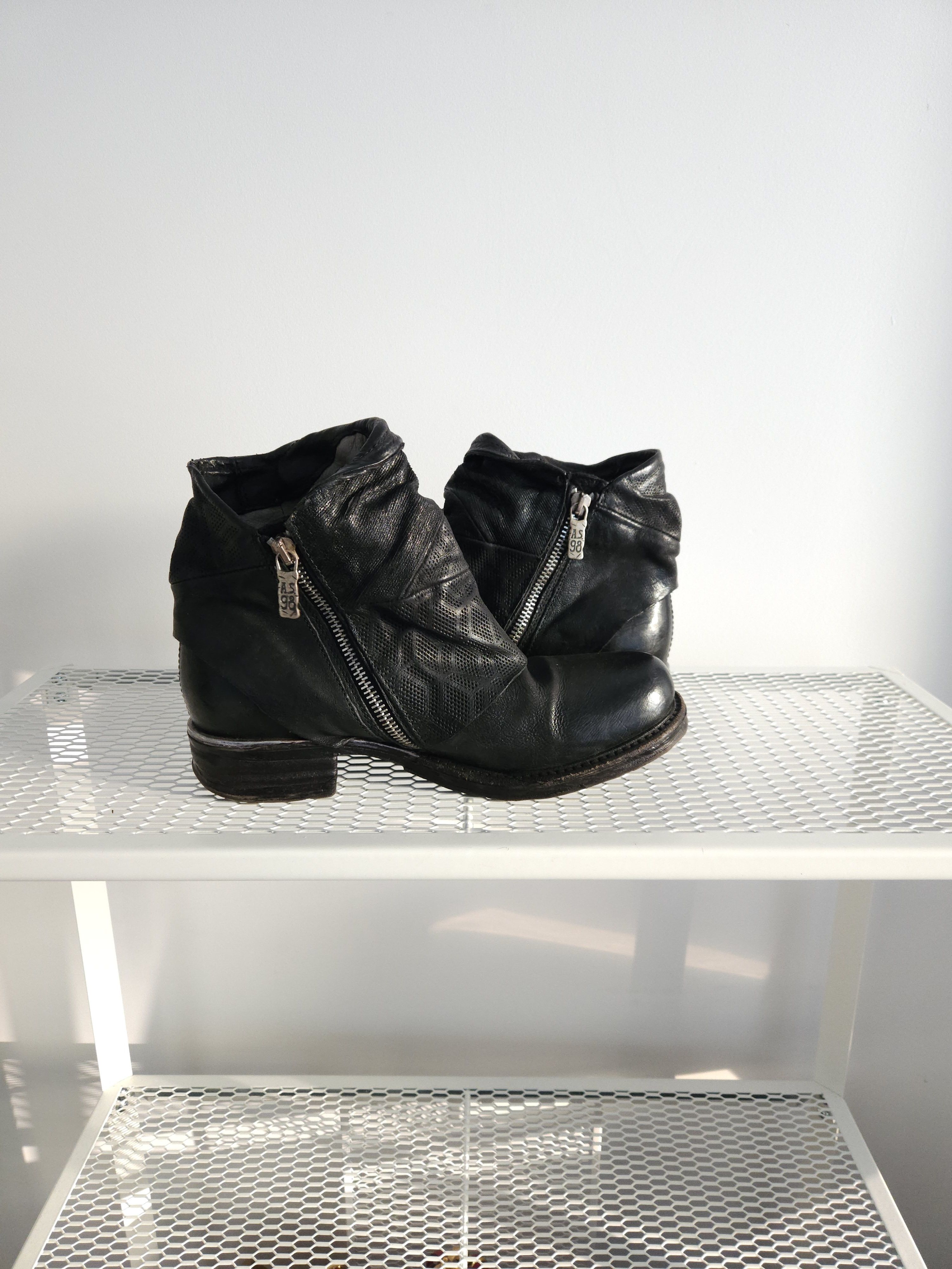 A.S.98 Archive AS98 black layered leather side zip ankle boots Size US 7 / IT 37 - 9 Thumbnail