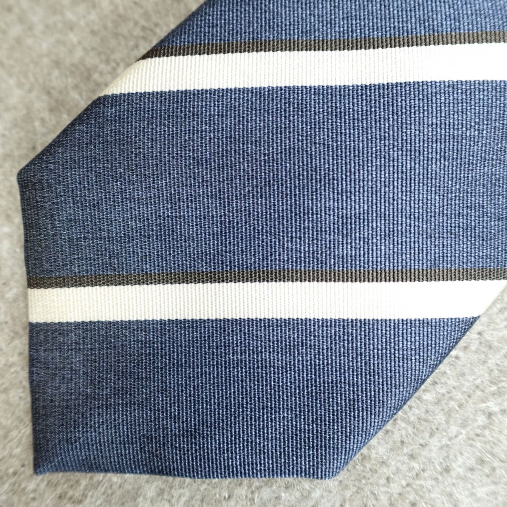 Corneliani Corneliani Tie Blue Striped Repp Silk Made in Italy Men Classic 57-60 Adjustable Handmade Silk Tie Mens Size ONE SIZE - 2 Thumbnail